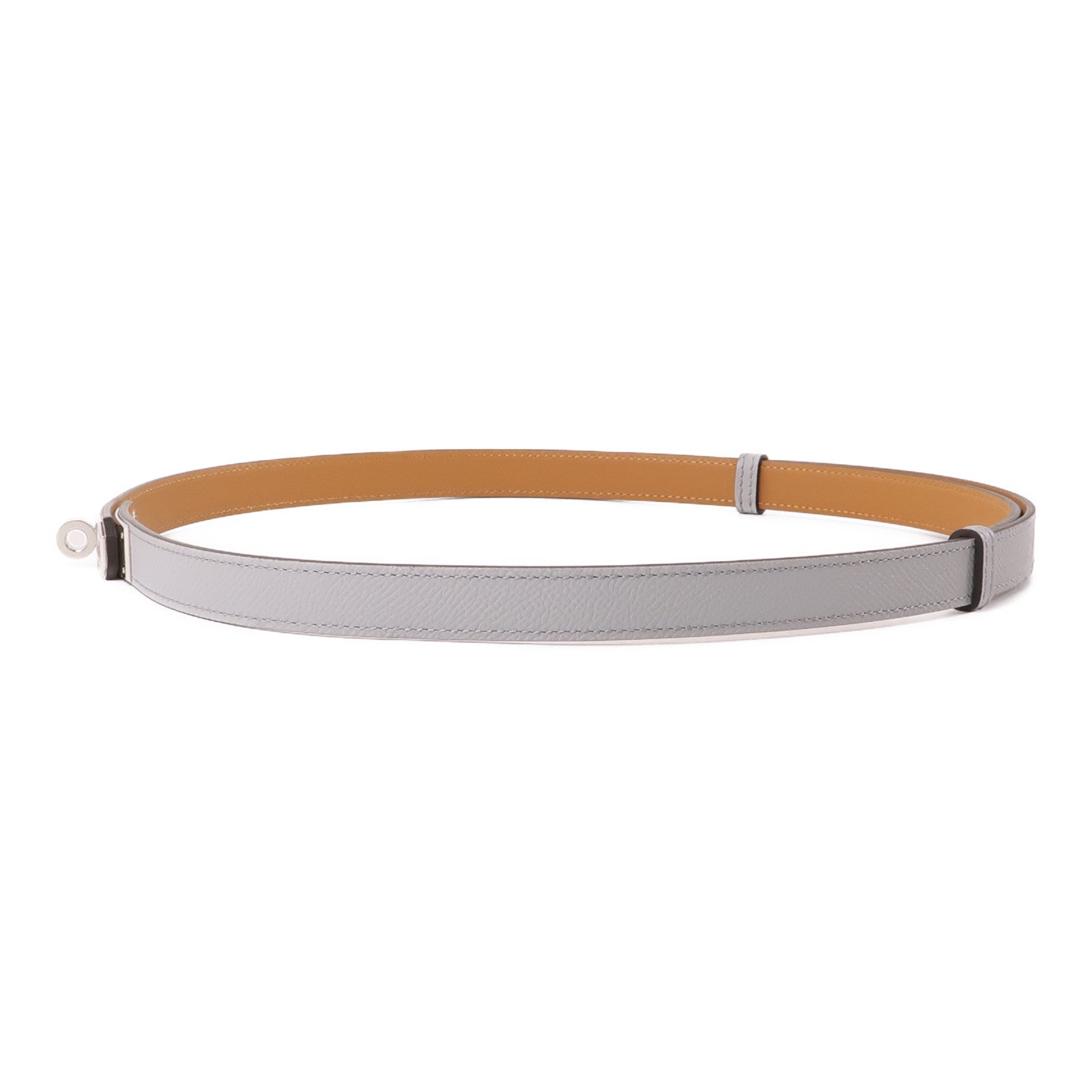 HERMES Epsom皮革Kelly 18 Belt銀扣皮帶Gris Platine灰色