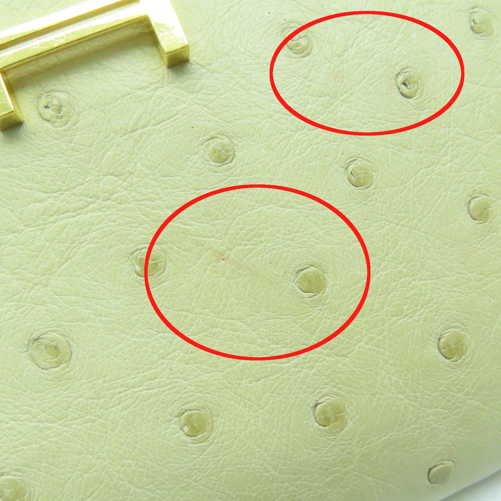 HERMES 驼鸟皮革Bearn W Snap金扣长钱包羊皮纸白色