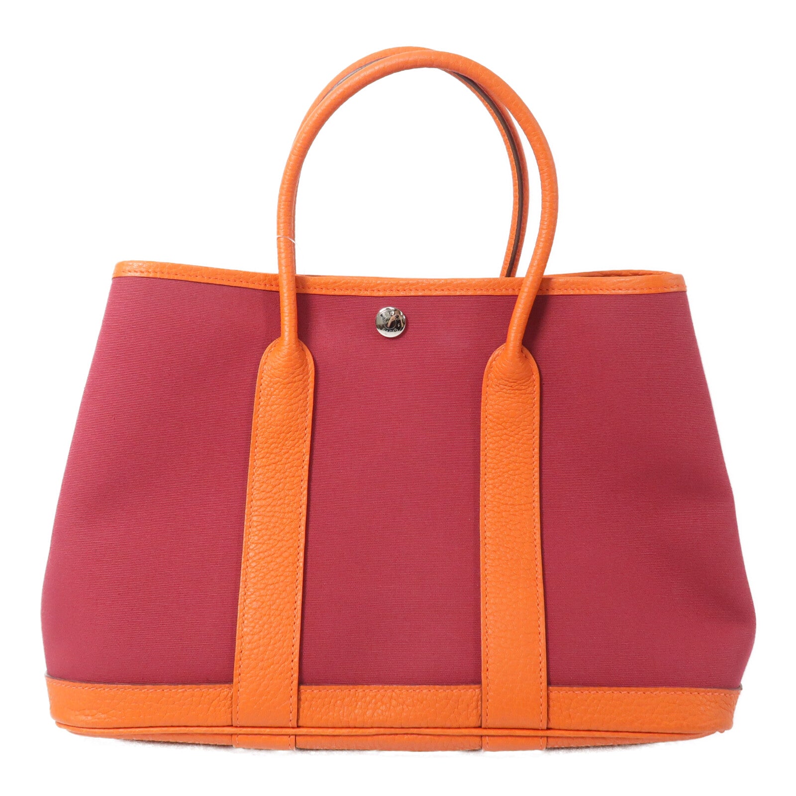 HERMES 帆布Garden Party TPM手挽袋Rough Grenat/Poppy