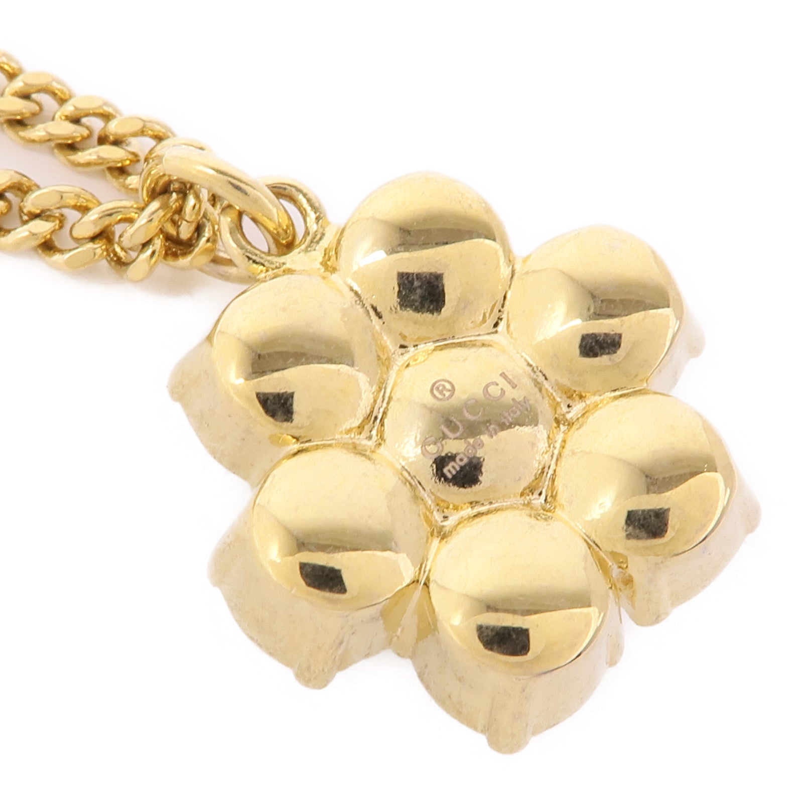 GUCCI GG Necklace Metal PVC Gold White
