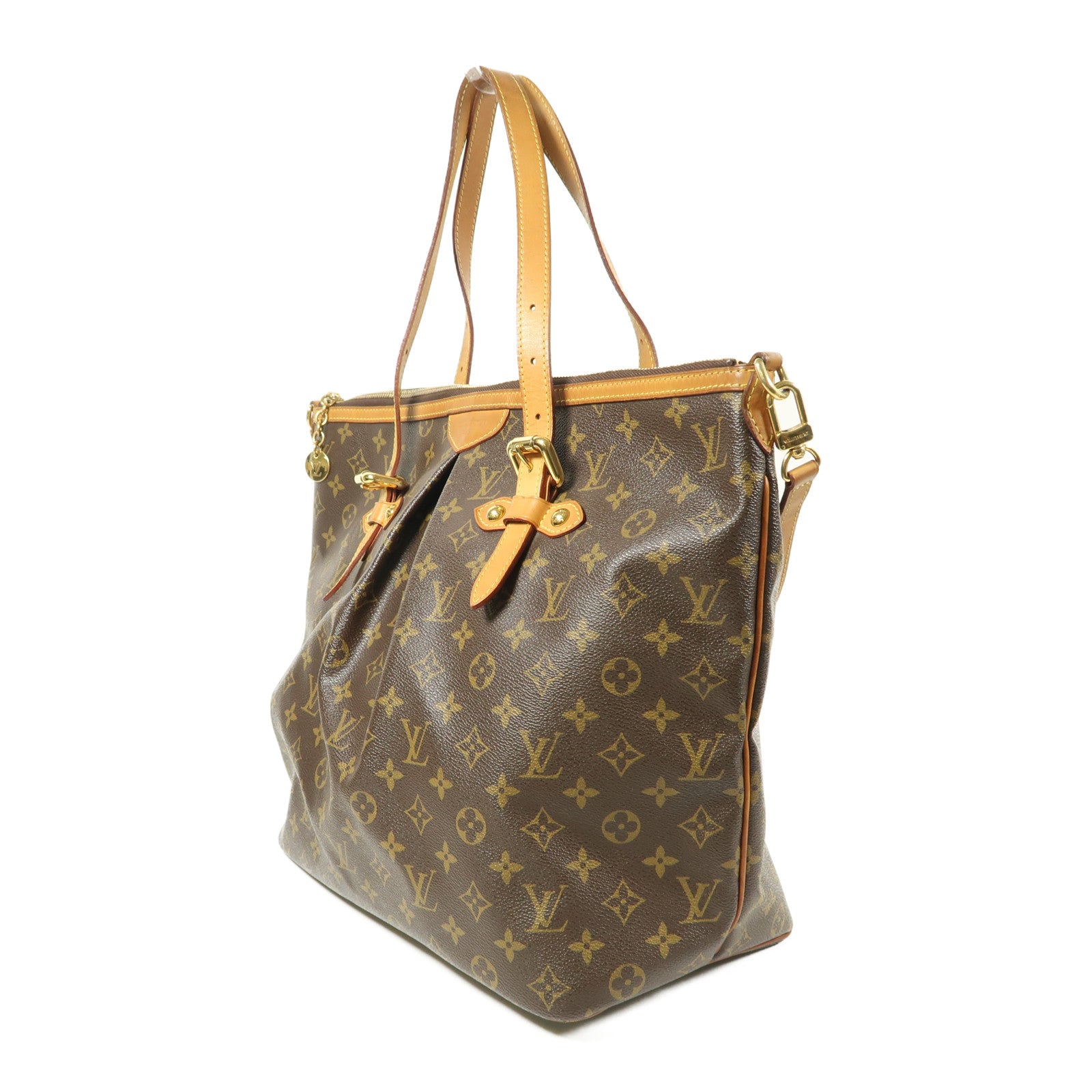 LOUIS VUITTON Monogram Palermo GM金扣手挽肩背兩用袋棕色