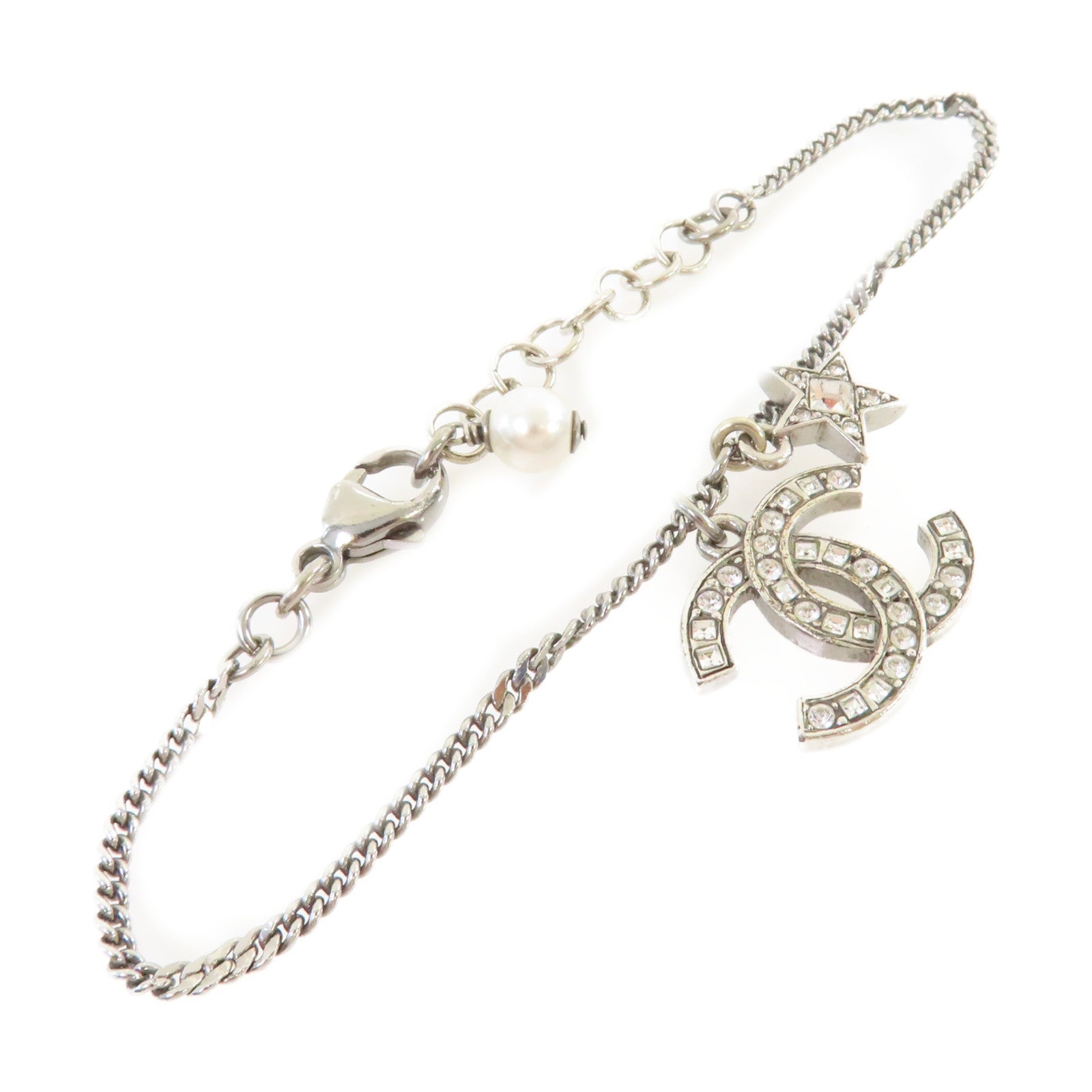 CHANEL 【激減優惠】金屬/仿珍珠CC Bracelet手鏈銀色