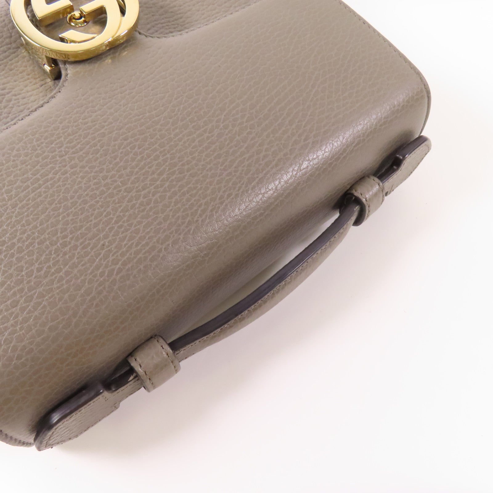 GUCCI GG GHW Interlock Chain 2 Way Bag 510302 CAO0G Leather Grey