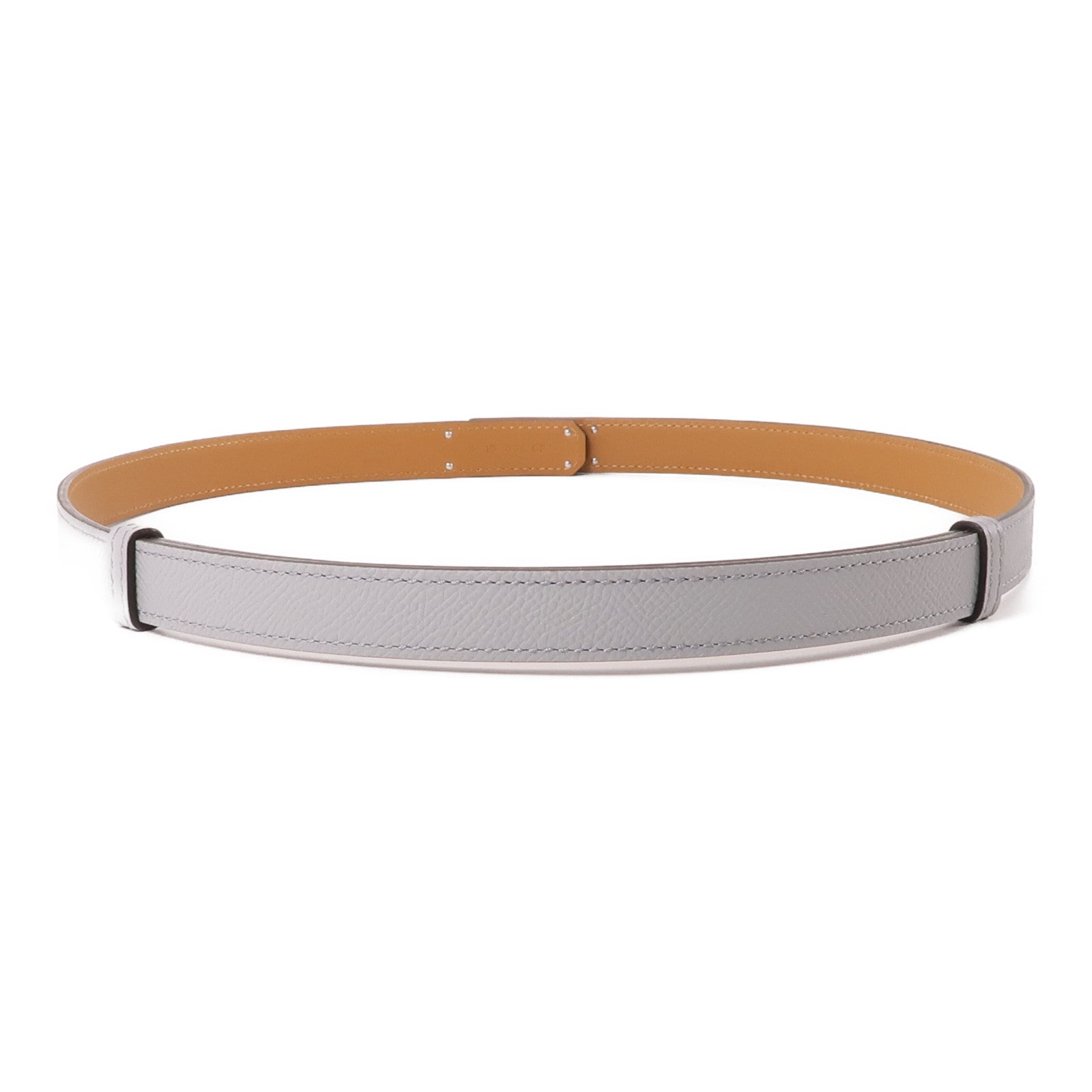 HERMES Epsom皮革Kelly 18 Belt銀扣皮帶Gris Platine灰色