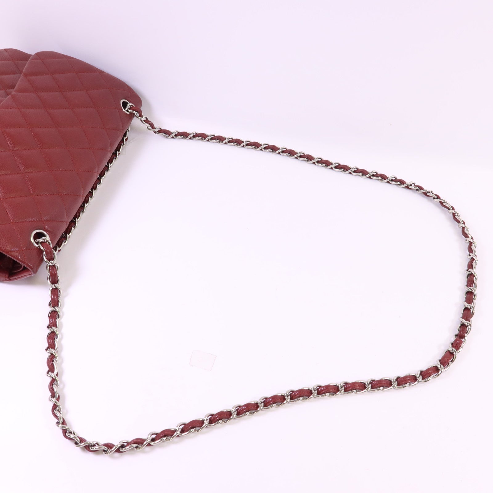 CHANEL 牛皮皮革Large Classic銀扣鏈帶肩背袋