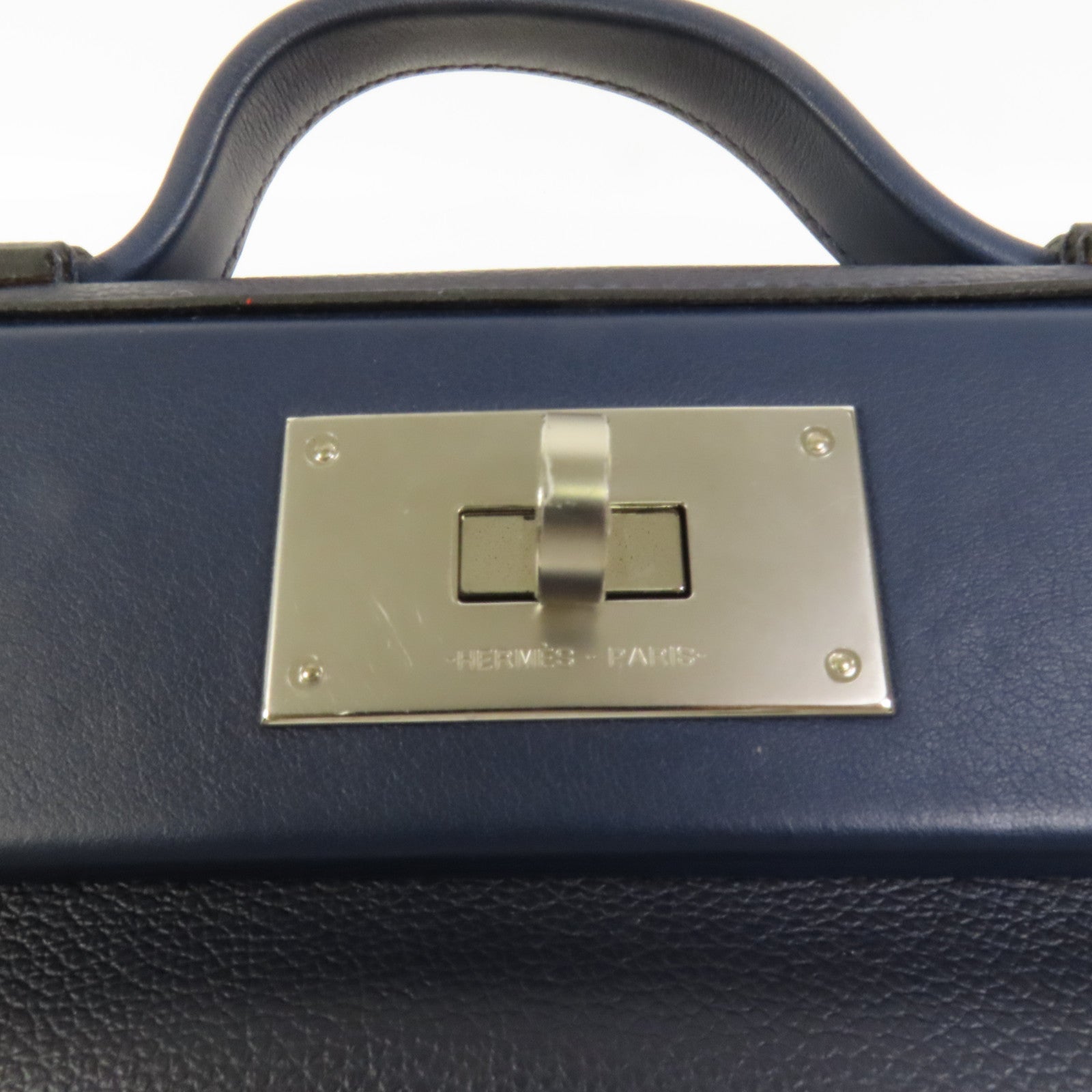 HERMES Clemence皮革24/24 Mini手挽肩背兩用袋Bleu Nuit
