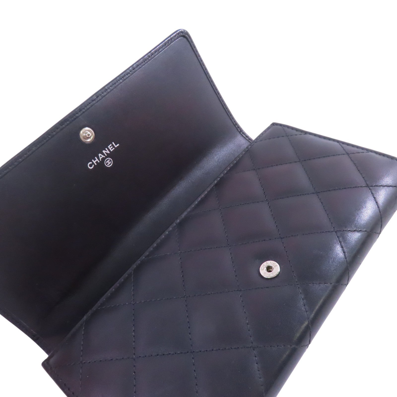 CHANEL 牛皮皮革Cambon Long Wallet銀扣長錢包