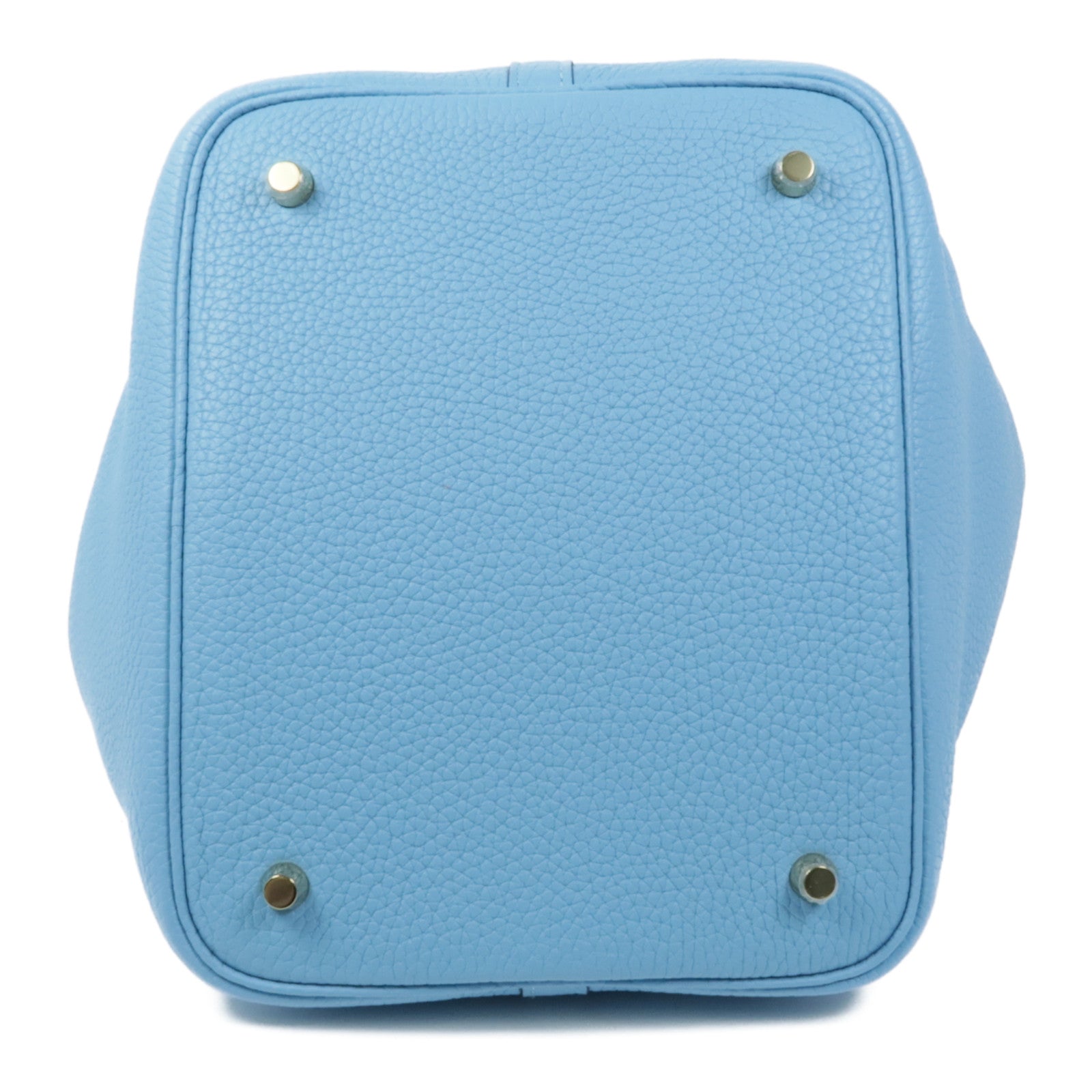 HERMES Clemence皮革Picotin MM金扣手挽袋Bleu Du Nord