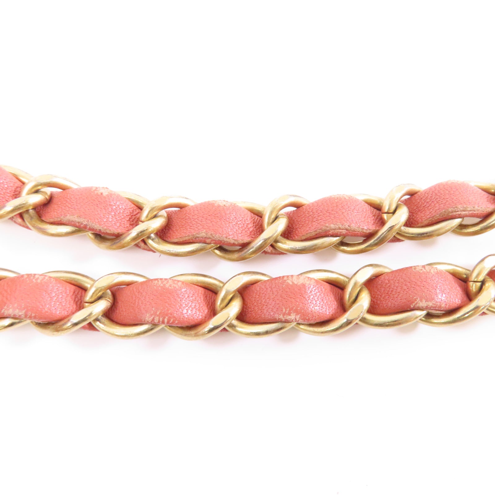 CHANEL 【激減優惠】菱格羊皮皮革Chain Shoulder金扣鏈帶肩背袋鮭魚粉紅