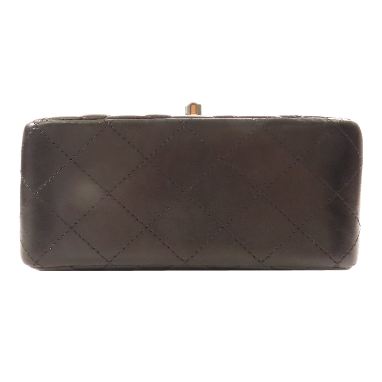 CHANEL 羊皮皮革Mini Classic 17銀扣肩背袋黑色
