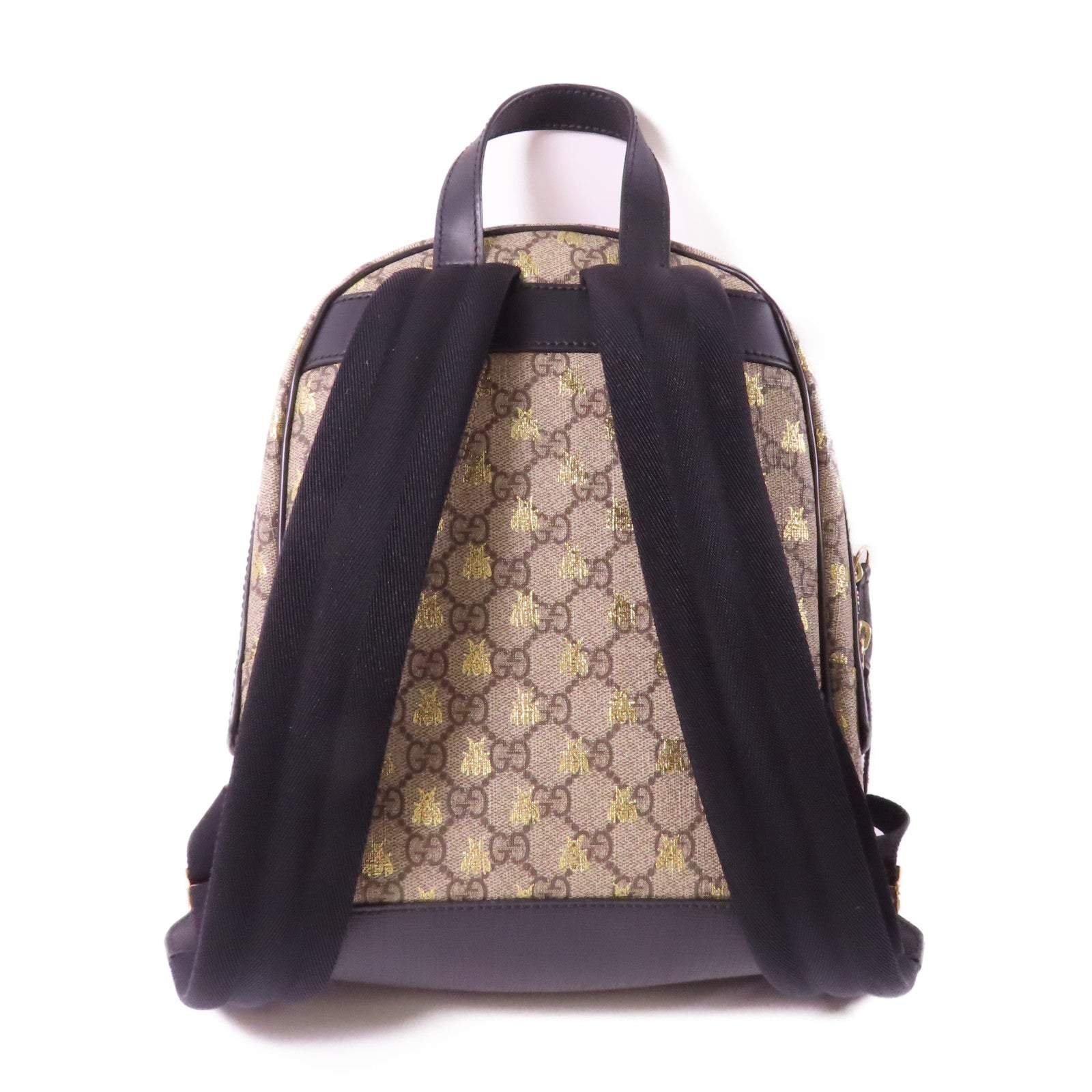 GUCCI 塗層帆布GG Supreme Embroidered Rucksack金扣背包啡色