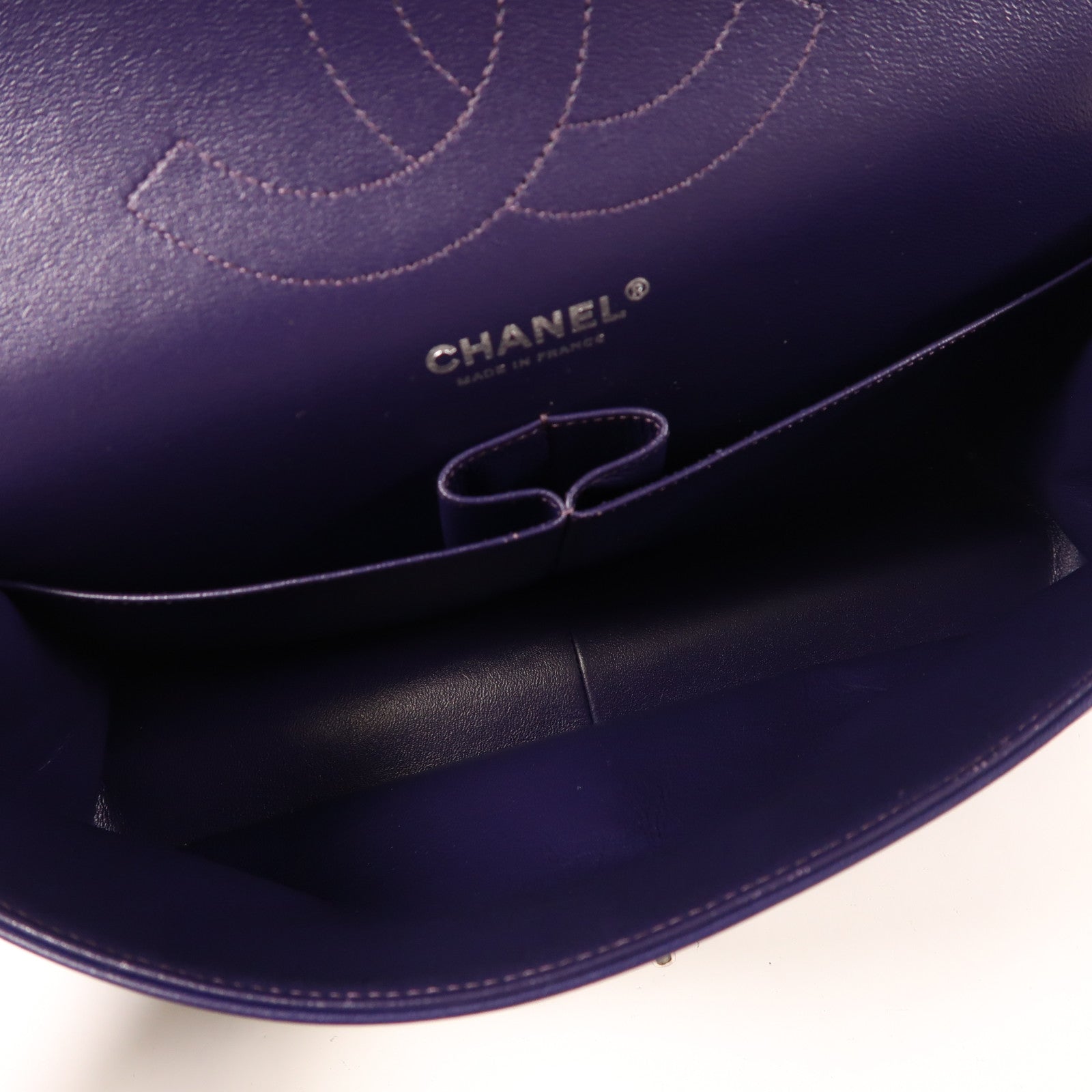 CHANEL 羊皮皮革Chain Shoulder銀扣鏈帶肩背袋紫色