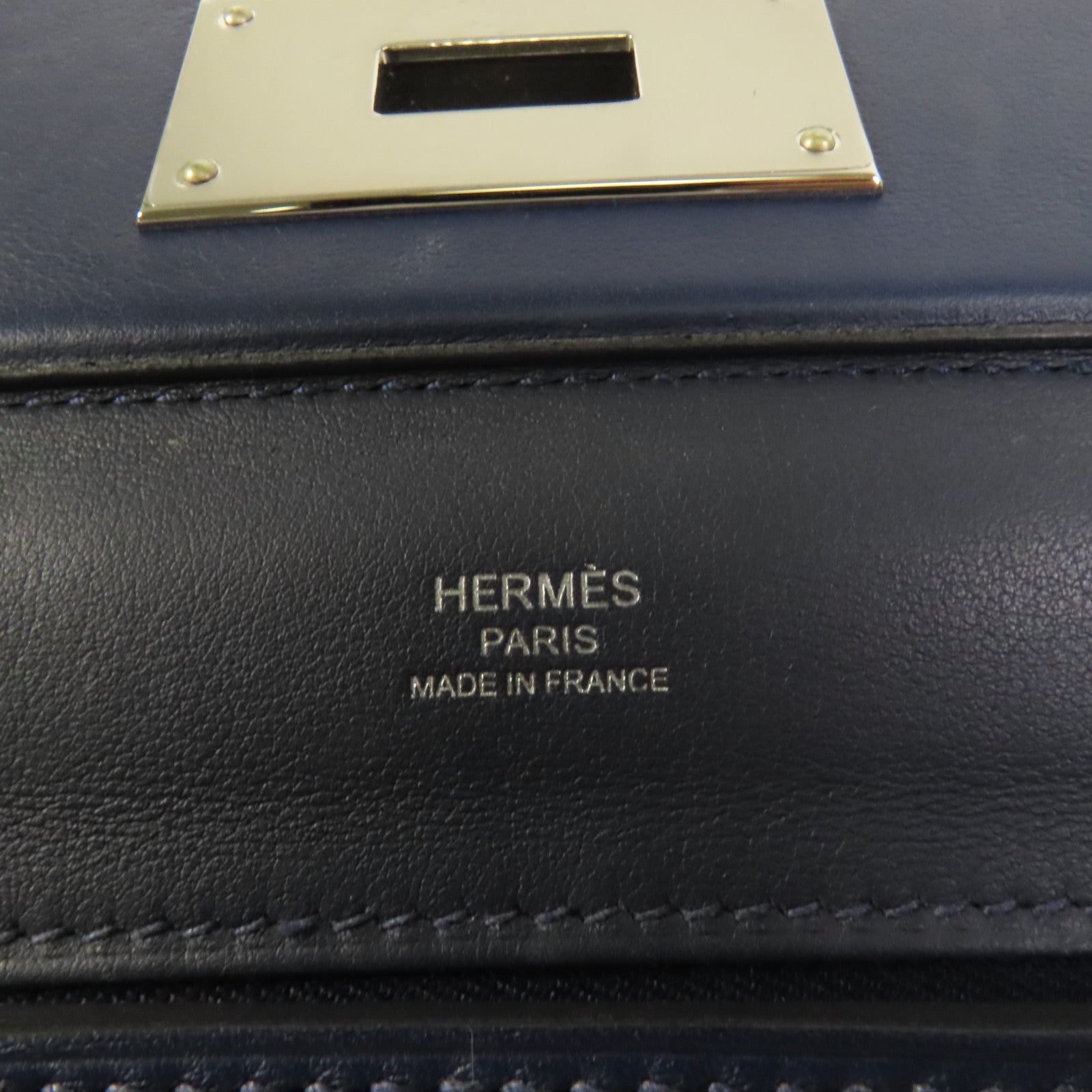 HERMES Clemence皮革24/24 Mini手挽肩背兩用袋Bleu Nuit
