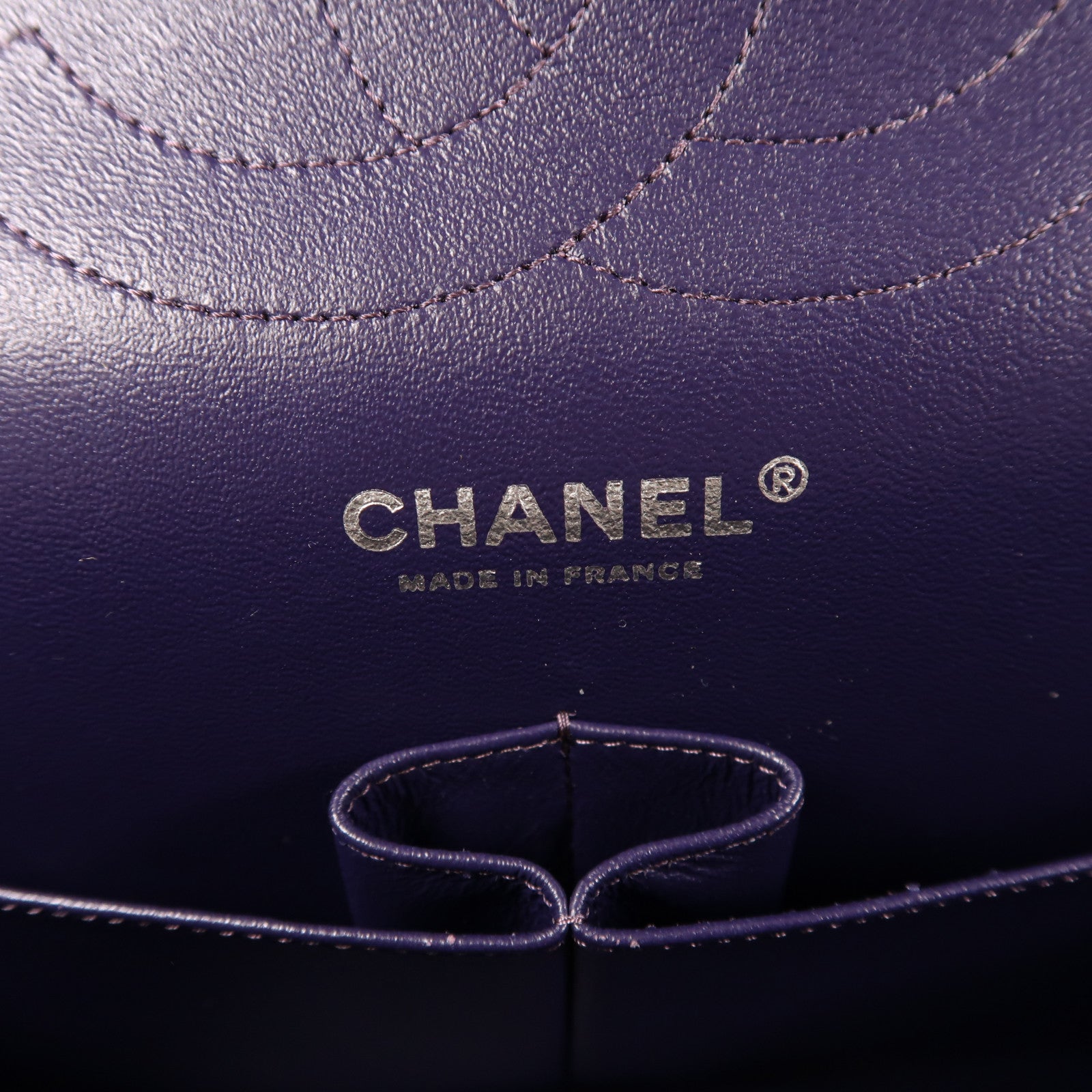 CHANEL 羊皮皮革Chain Shoulder銀扣鏈帶肩背袋紫色