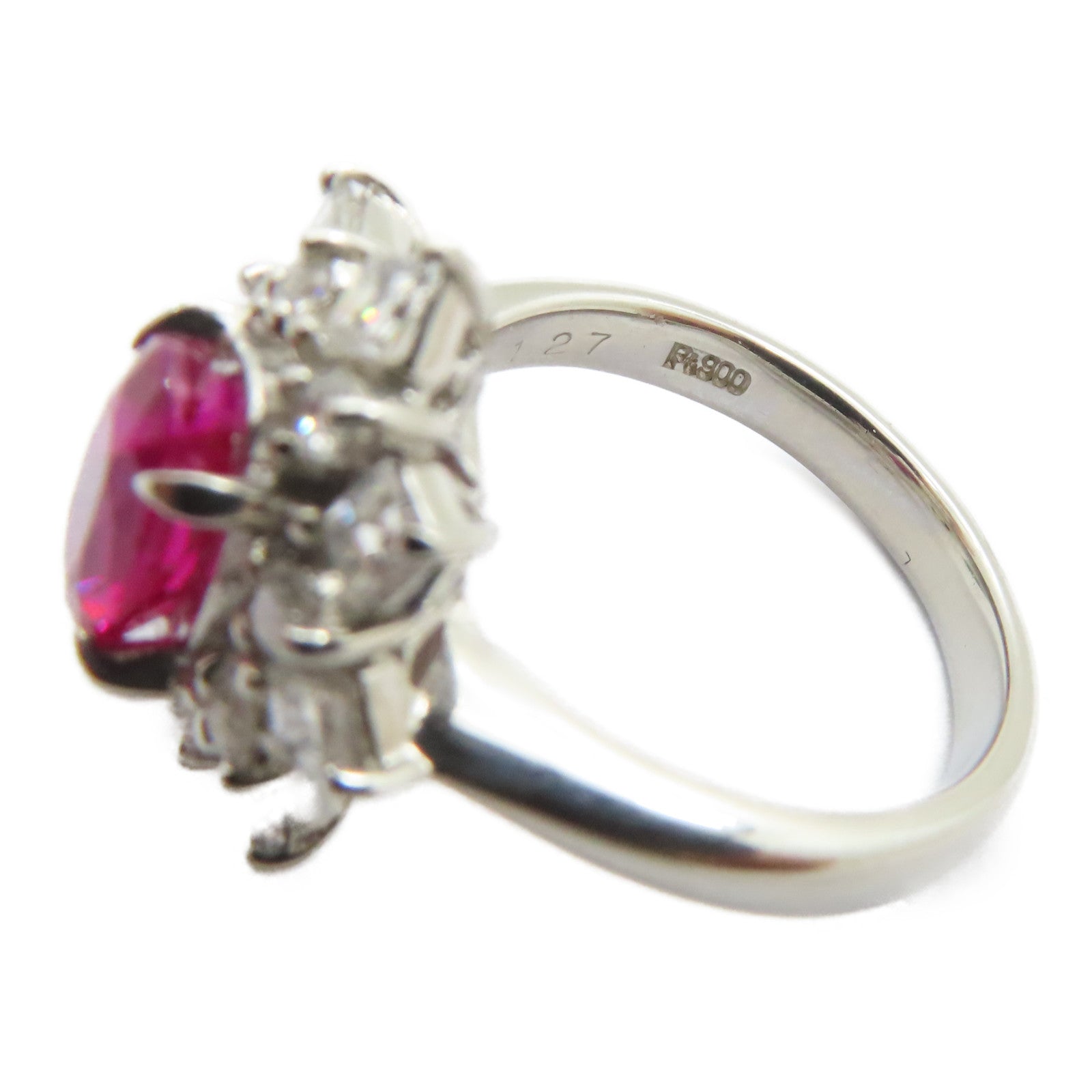 JEWELRY 【激減優惠】PT900鉑金Ruby Diamond Ring 1.27ct紅寶石/0.75ct鑽石戒指US#5.75