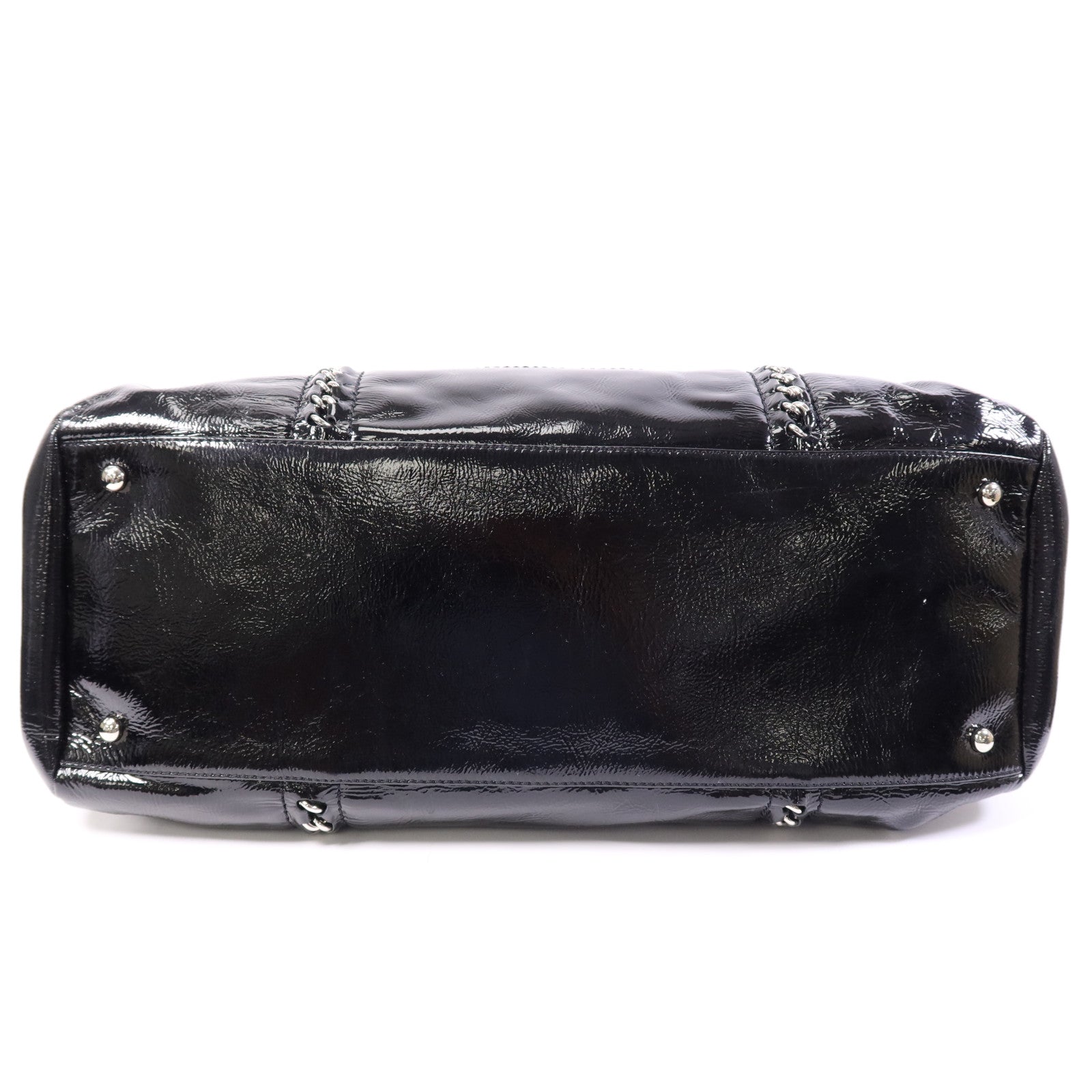 CHANEL 漆皮皮革Shoulder Bag銀扣鏈帶肩背袋