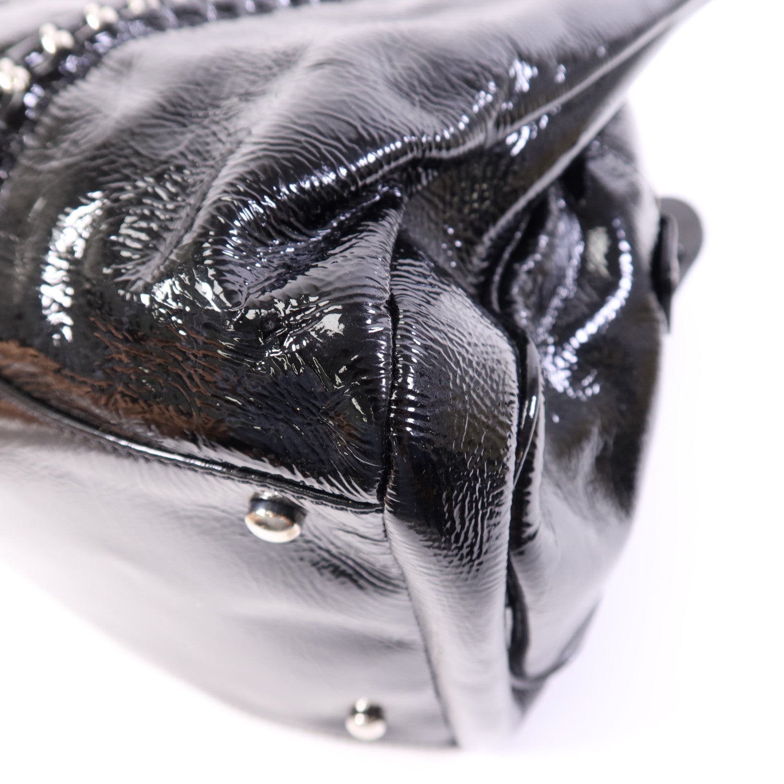 CHANEL 漆皮皮革Shoulder Bag銀扣鏈帶肩背袋