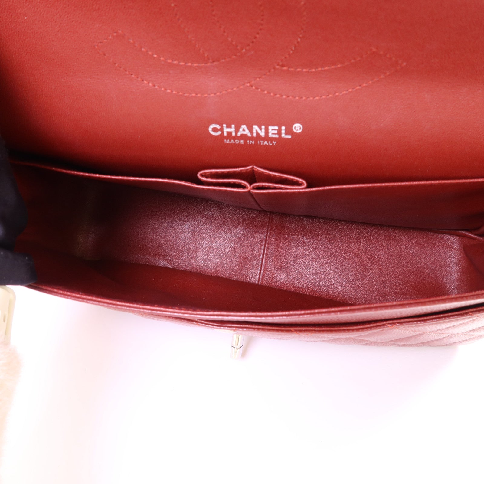 CHANEL 牛皮皮革Large Classic銀扣鏈帶肩背袋