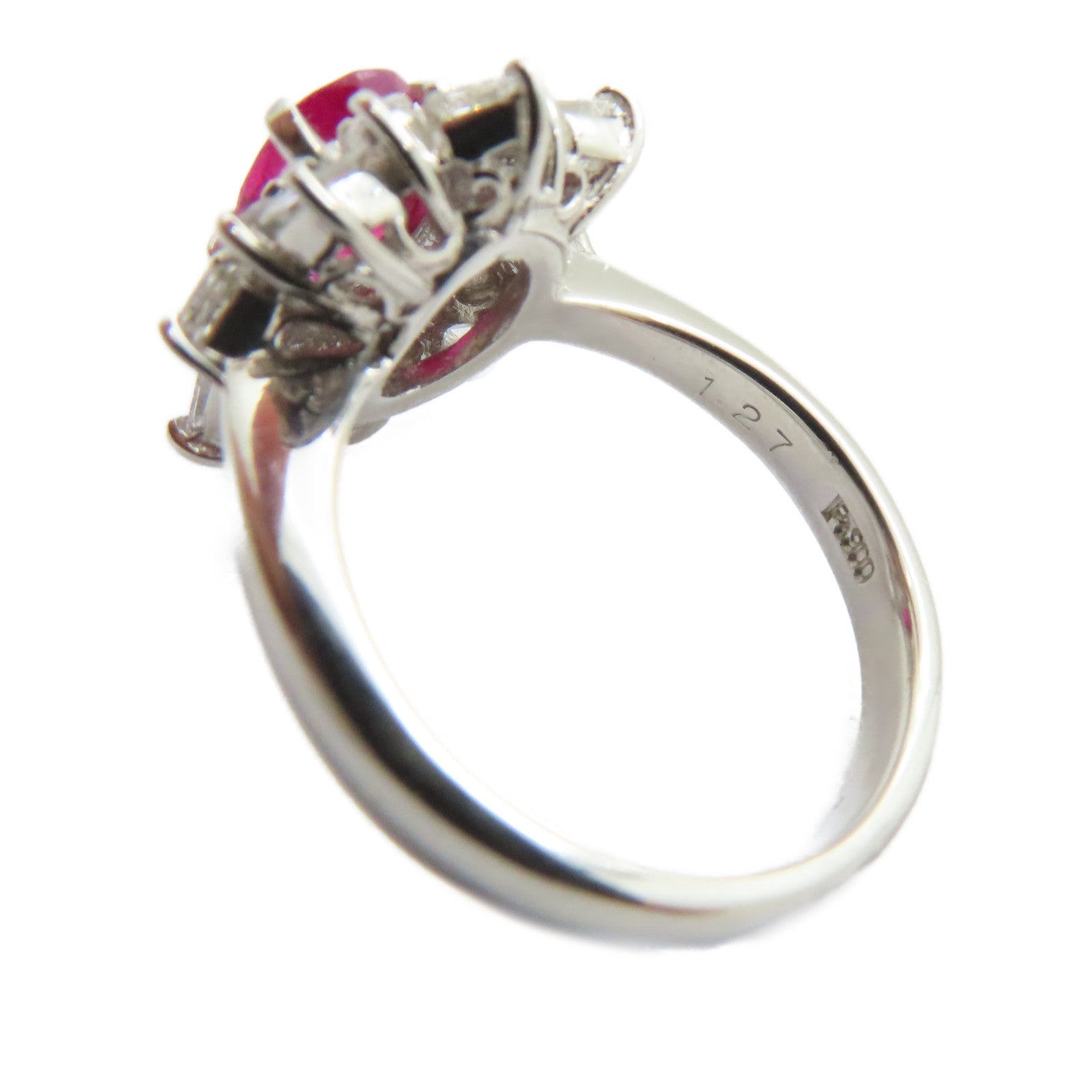 JEWELRY 【激減優惠】PT900鉑金Ruby Diamond Ring 1.27ct紅寶石/0.75ct鑽石戒指US#5.75