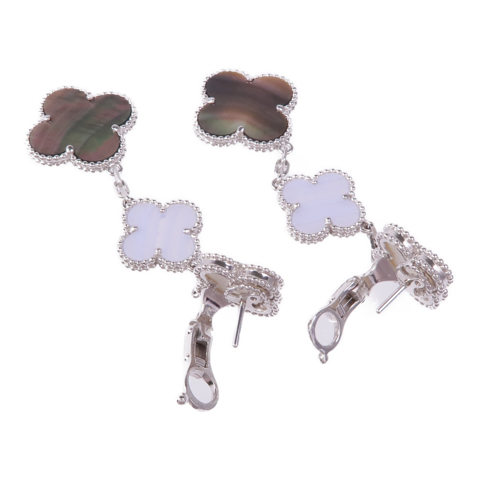 Van Cleef & Arpels 18K白金Magic Alhambra Earrings玉髓/珍珠母貝耳環