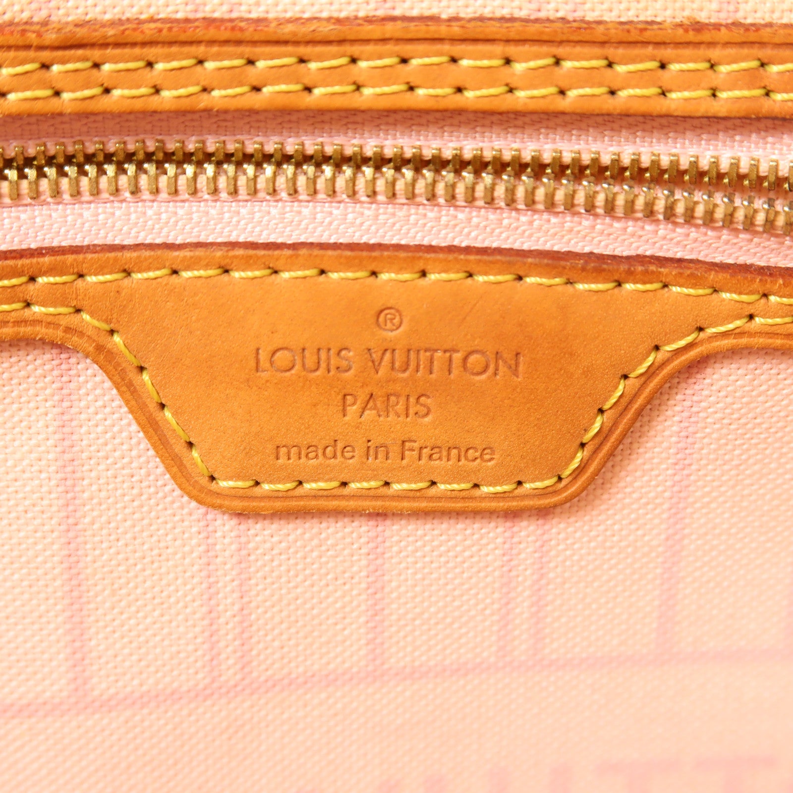 LOUIS VUITTON Damier Azur Neverfull MM金扣手挽袋白色