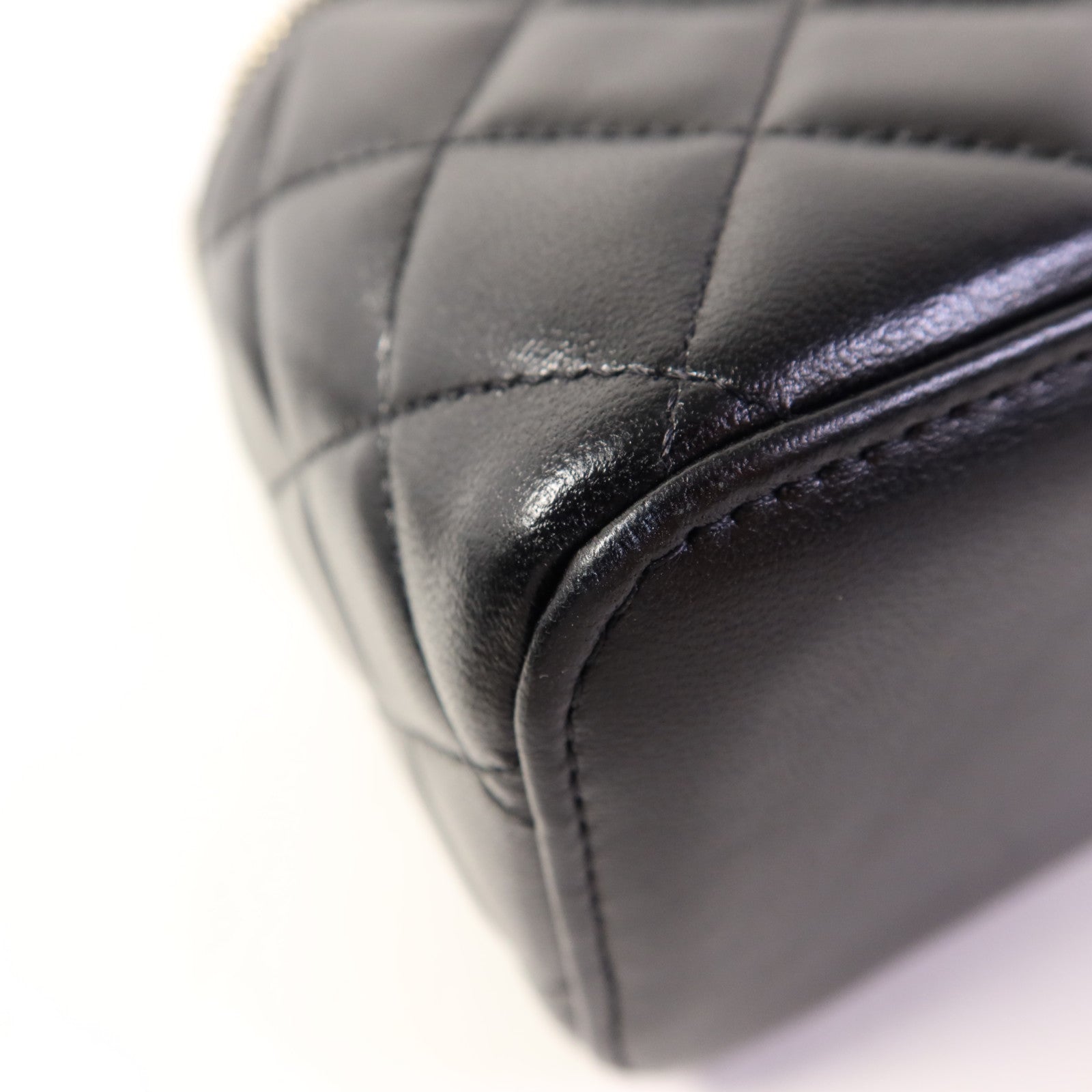 CHANEL 羊皮皮革Vanity Case金扣鏈帶手挽肩背兩用袋