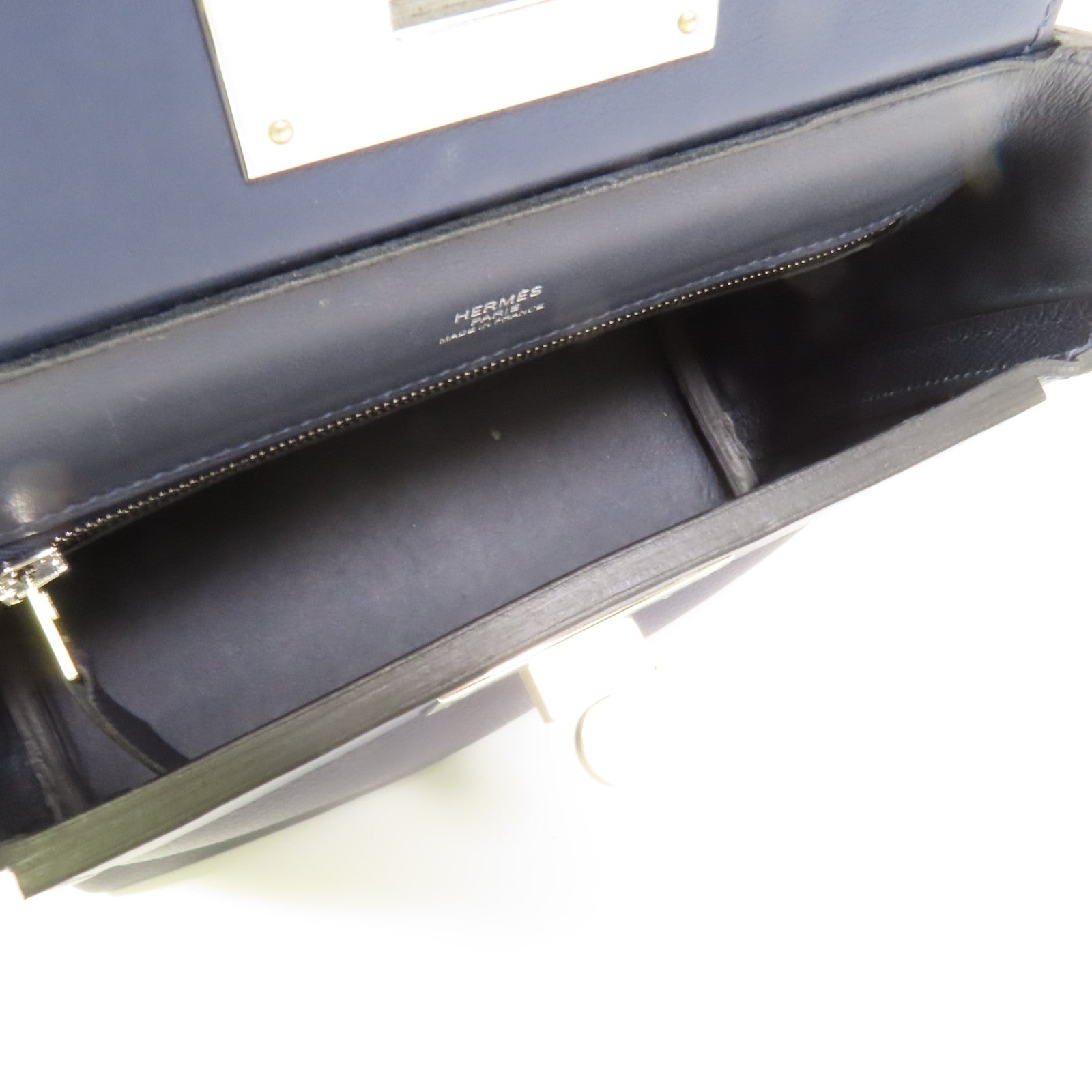 HERMES Clemence皮革24/24 Mini手挽肩背兩用袋Bleu Nuit