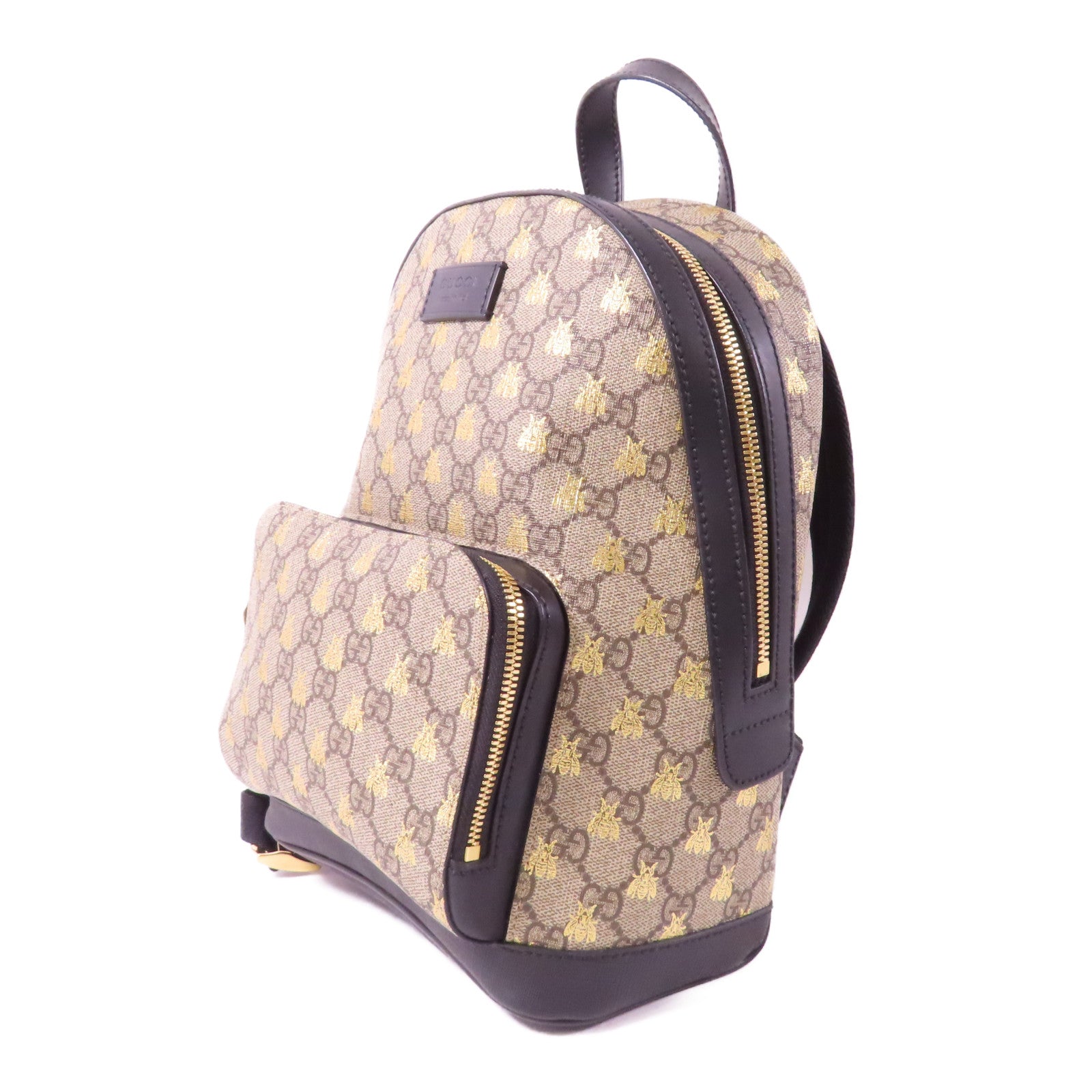 GUCCI 塗層帆布GG Supreme Embroidered Rucksack金扣背包啡色