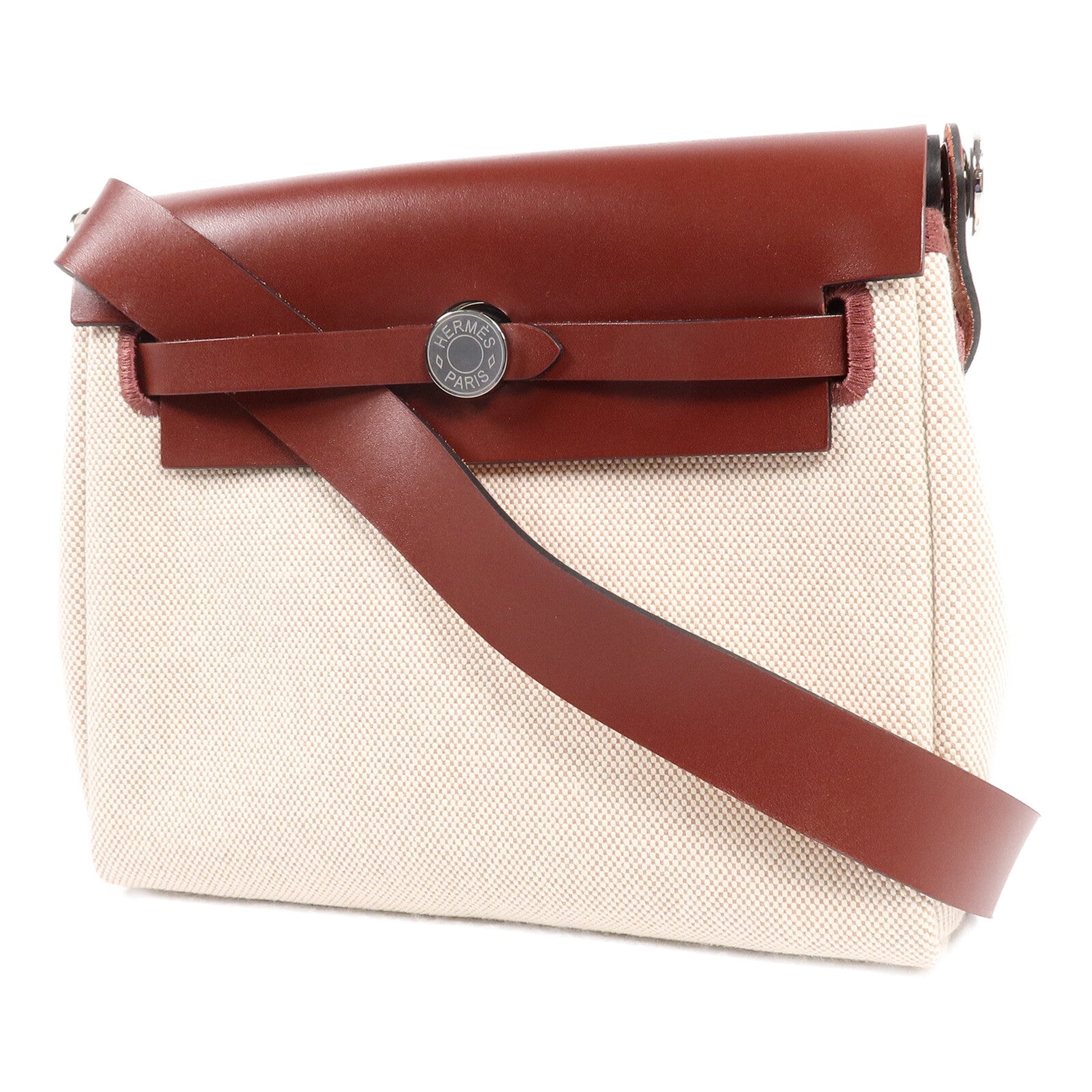 HERMES 帆布Mini Herbag肩背袋Rough H