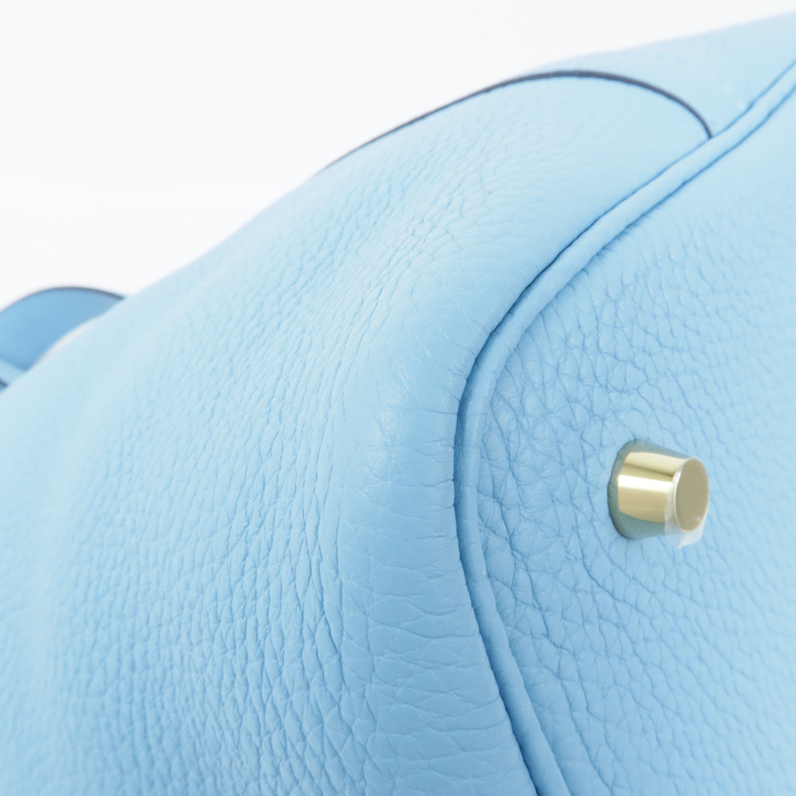 HERMES Clemence皮革Picotin MM金扣手挽袋Bleu Du Nord