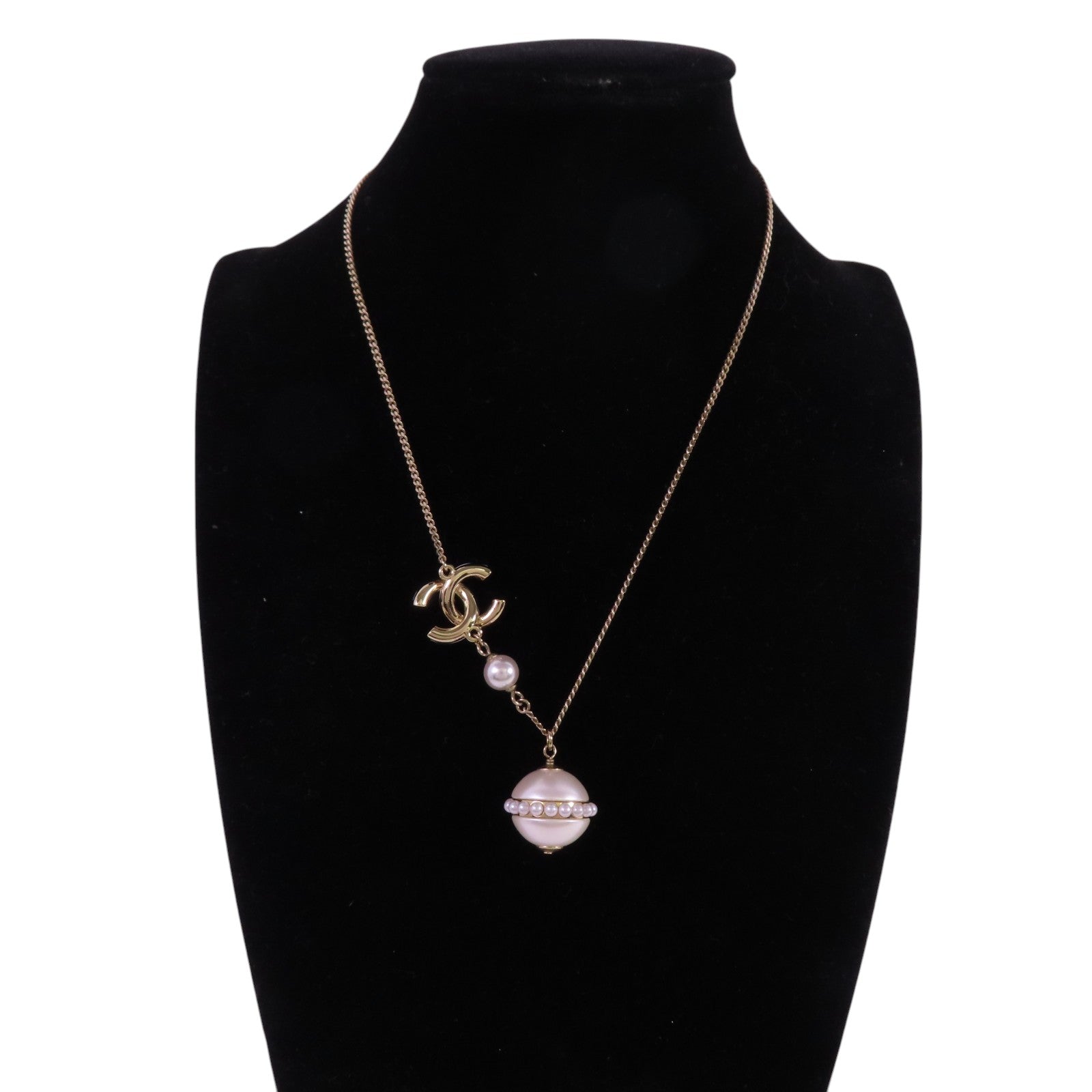 CHANEL 金屬/仿珍珠Necklace金扣項鏈