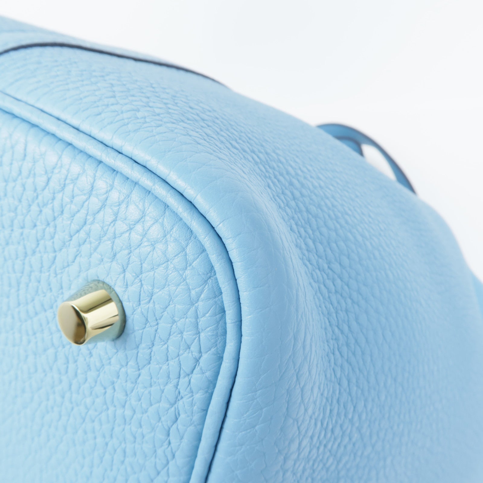 HERMES Clemence皮革Picotin MM金扣手挽袋Bleu Du Nord