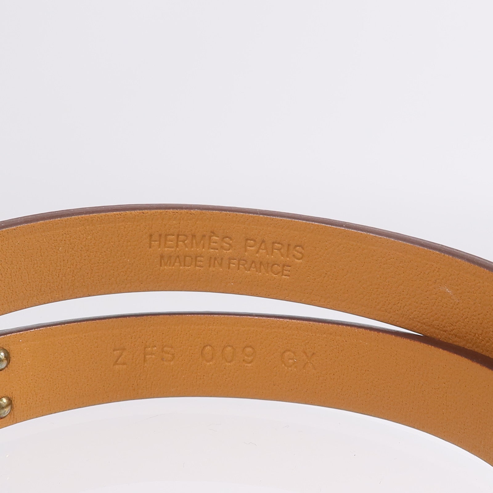 HERMES Swift皮革Kelly Double Tour Bracelet金扣手鏈Etain