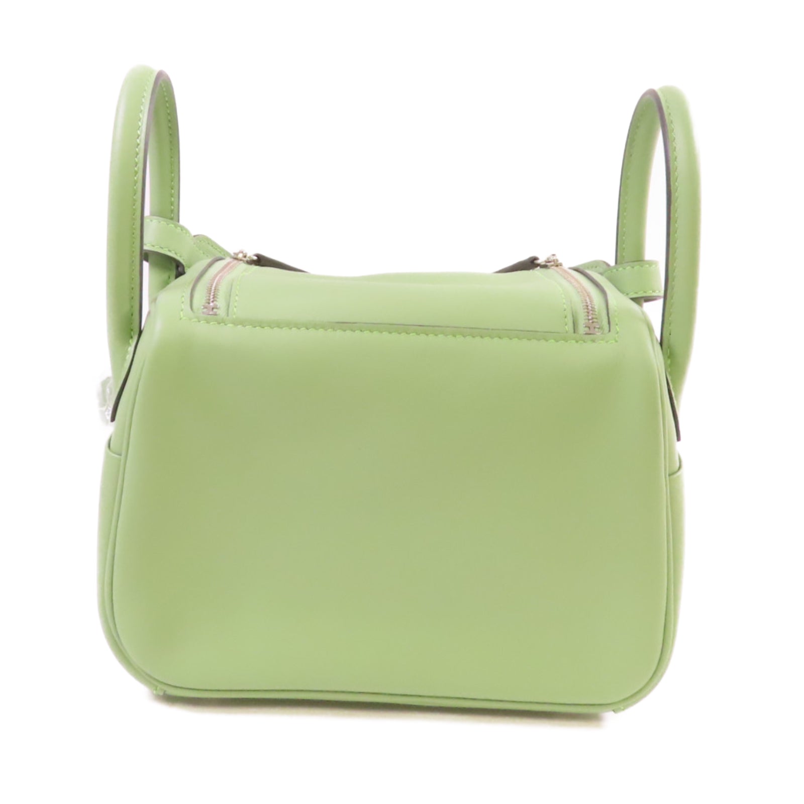 HERMES Swift皮革Mini Lindy Shoulder Bag銀扣肩背袋Vert Criquet牛油果綠色