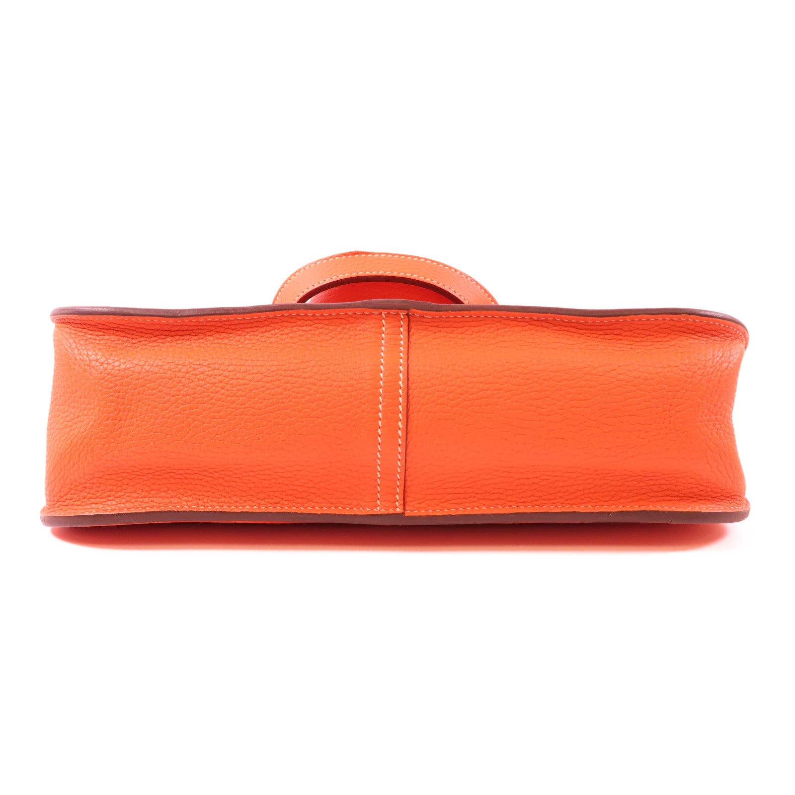 HERMES Clemence皮革Halzan 31銀扣手挽肩背兩用袋Orange Poppy