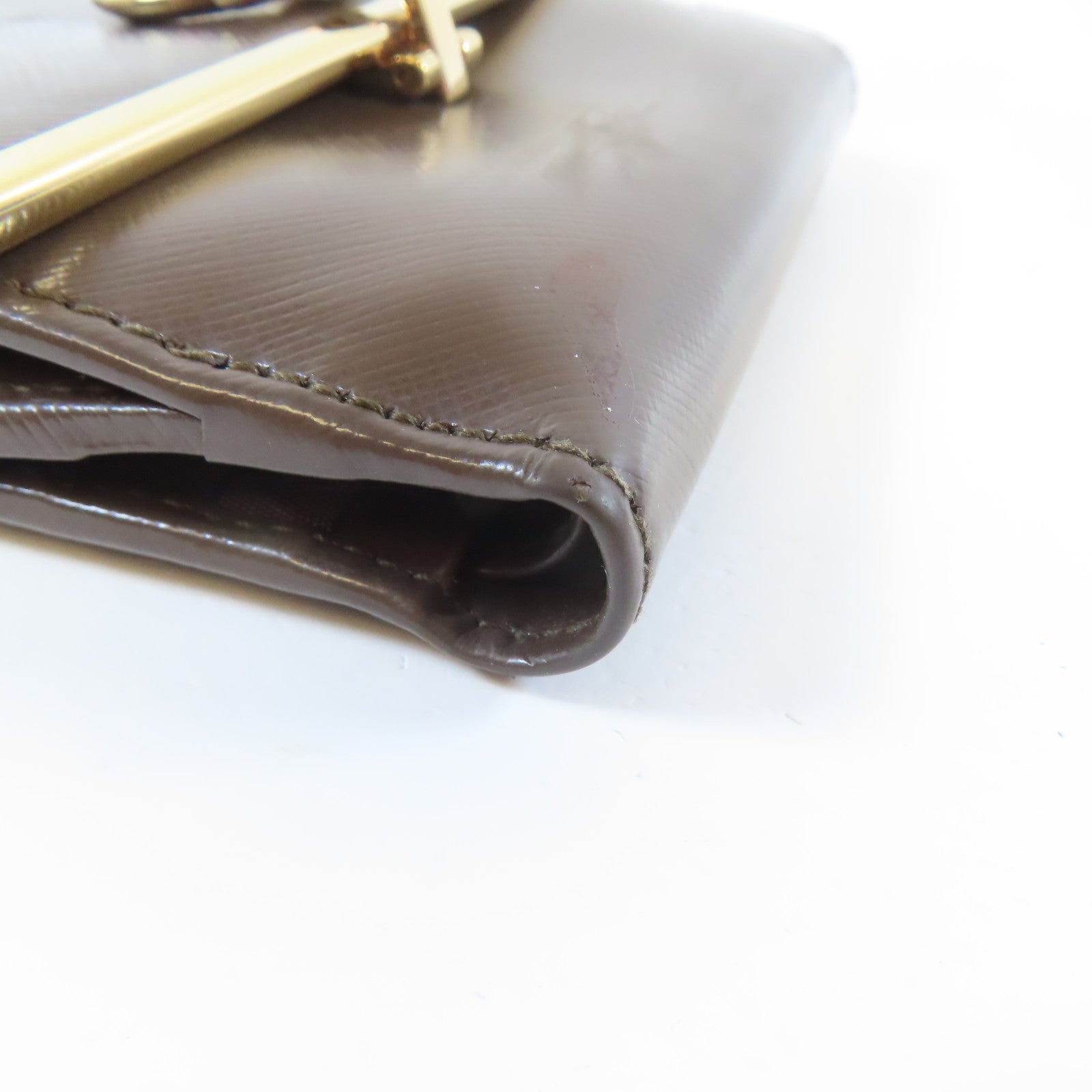 Salvatore Ferragamo 【激減優惠】牛皮皮革Bifold Wallet金扣錢包啡色