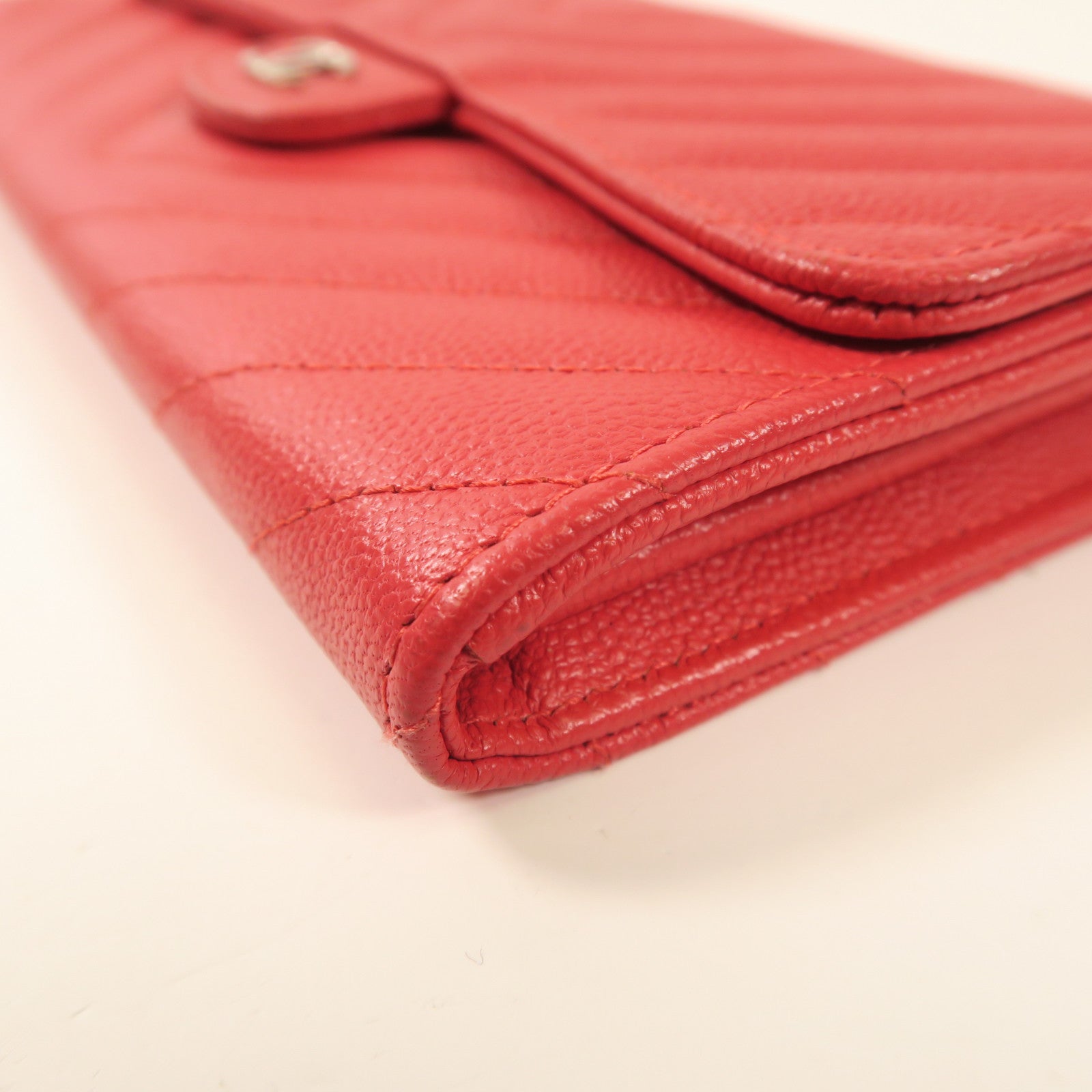 CHANEL 牛皮皮革Long Wallet銀扣長錢包