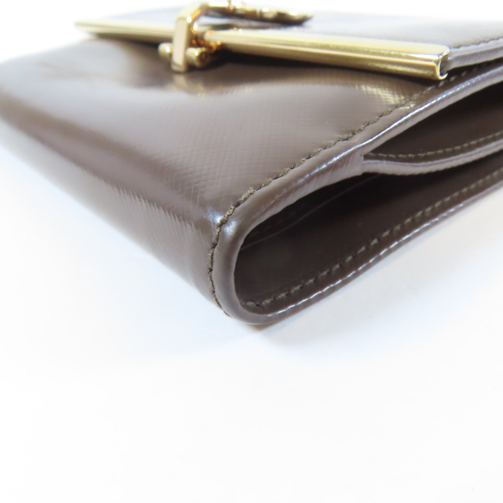 Salvatore Ferragamo 【激減優惠】牛皮皮革Bifold Wallet金扣錢包啡色