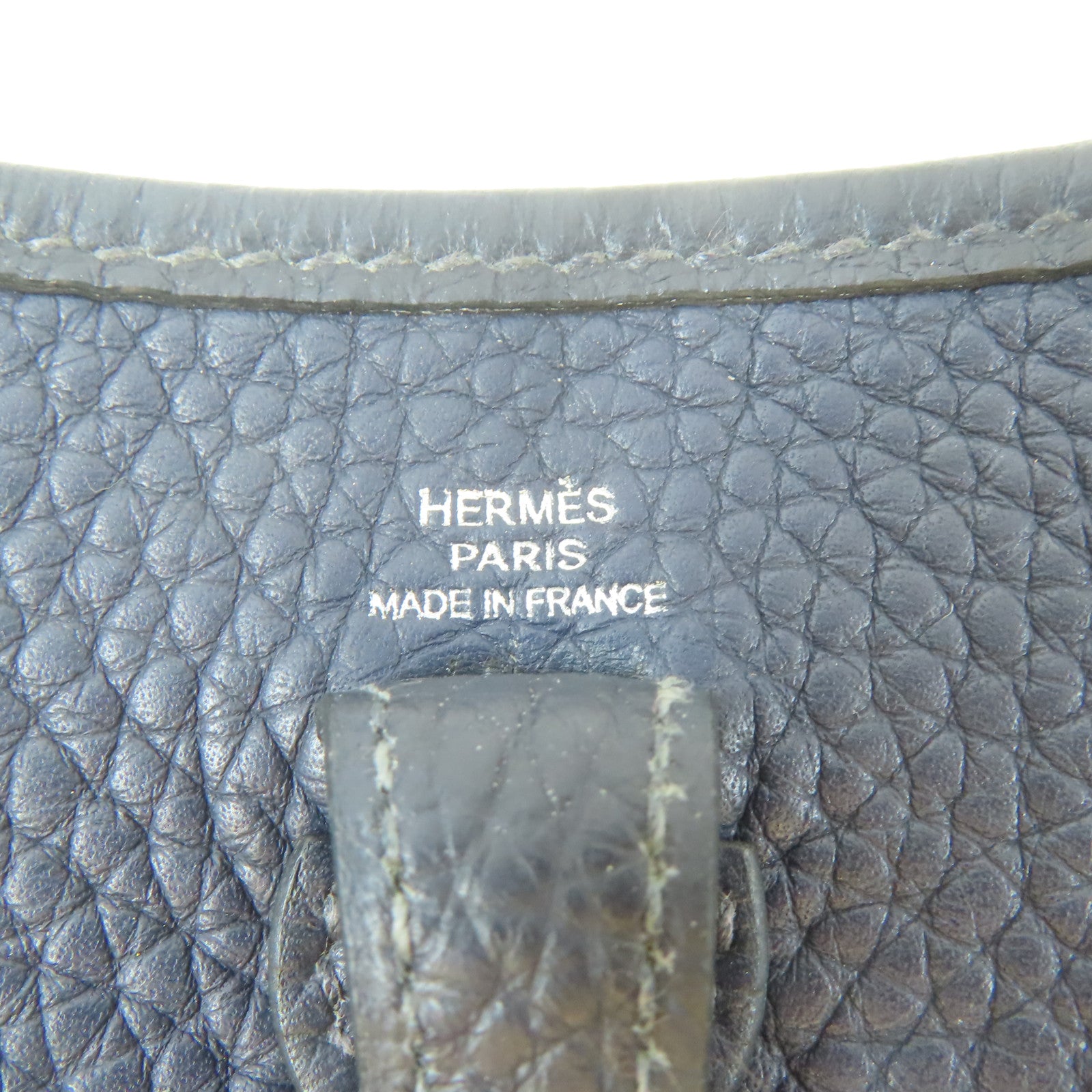 HERMES Clemence皮革Evelyne TPM銀扣肩背袋Bleu Nuit/深夜藍色