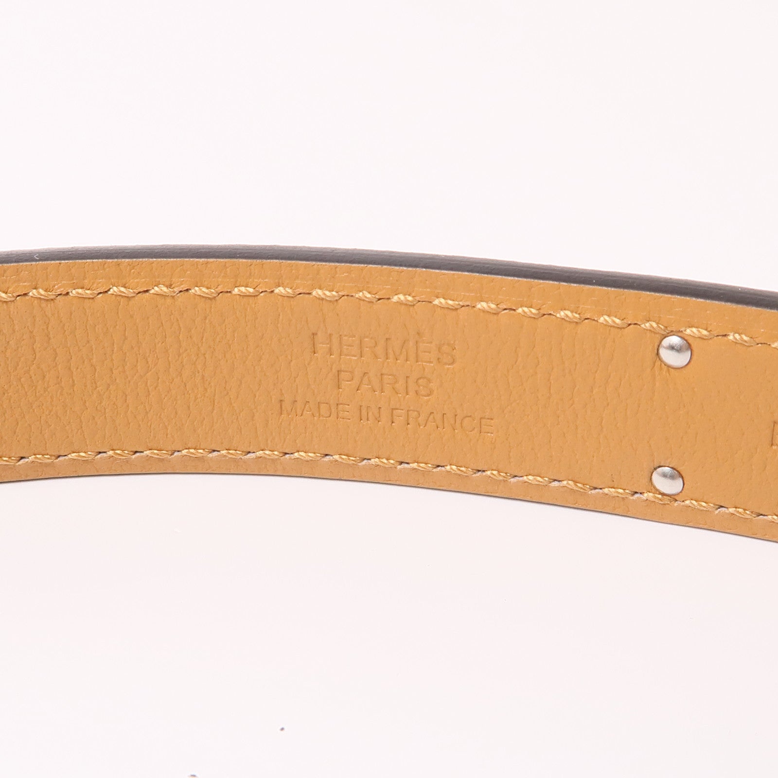 HERMES Epsom皮革Kelly 18 Belt銀扣皮帶Gris Platine灰色