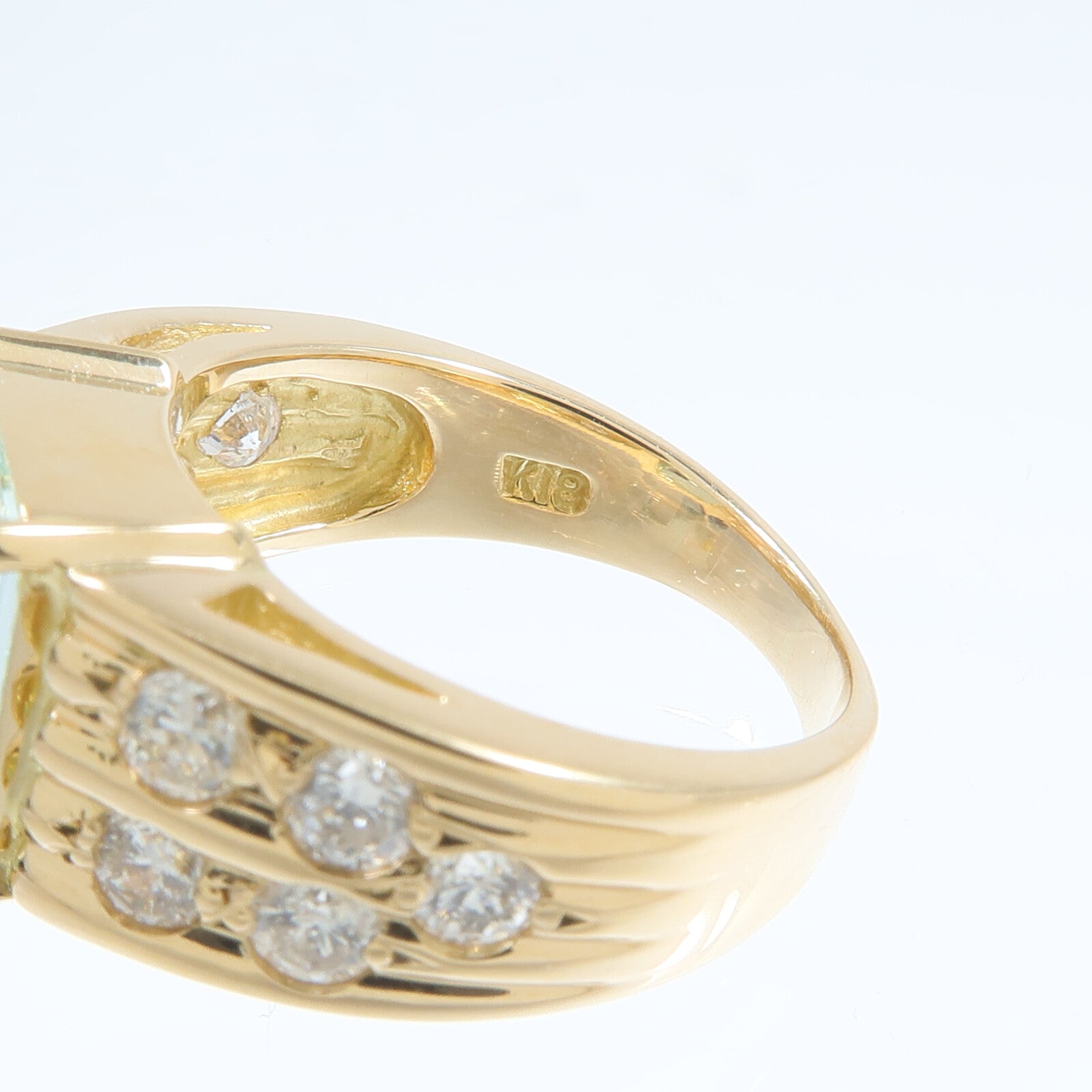 JEWELRY 18K黃金Aquamarine Diamond Ring藍晶/鑽石戒指
