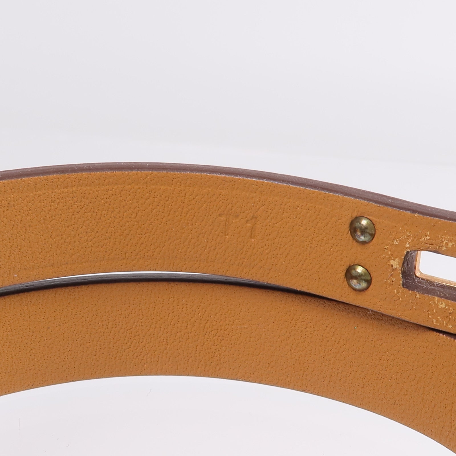 HERMES Swift皮革Kelly Double Tour Bracelet金扣手鏈Etain