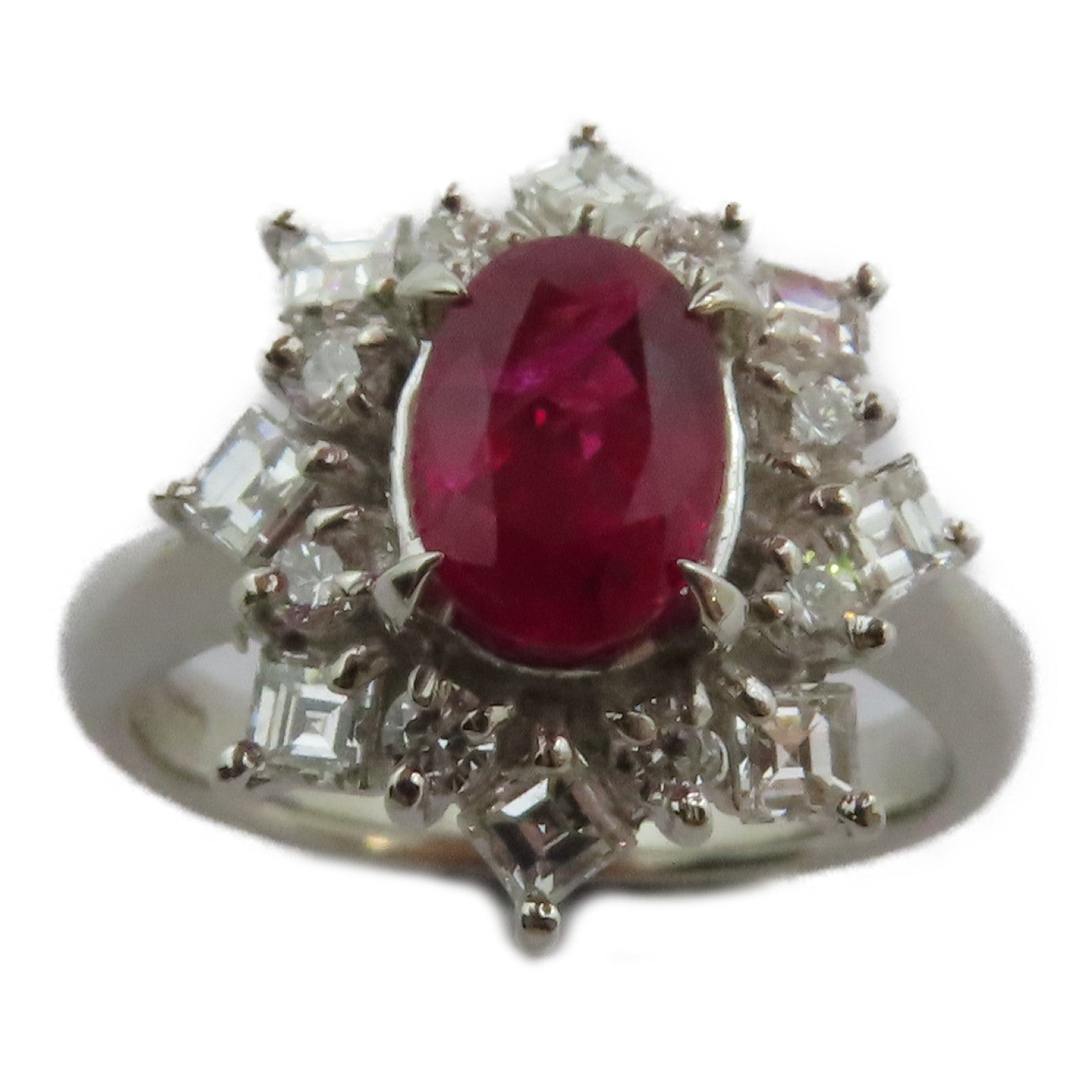 JEWELRY 【激減優惠】PT900鉑金Ruby Diamond Ring 1.27ct紅寶石/0.75ct鑽石戒指US#5.75
