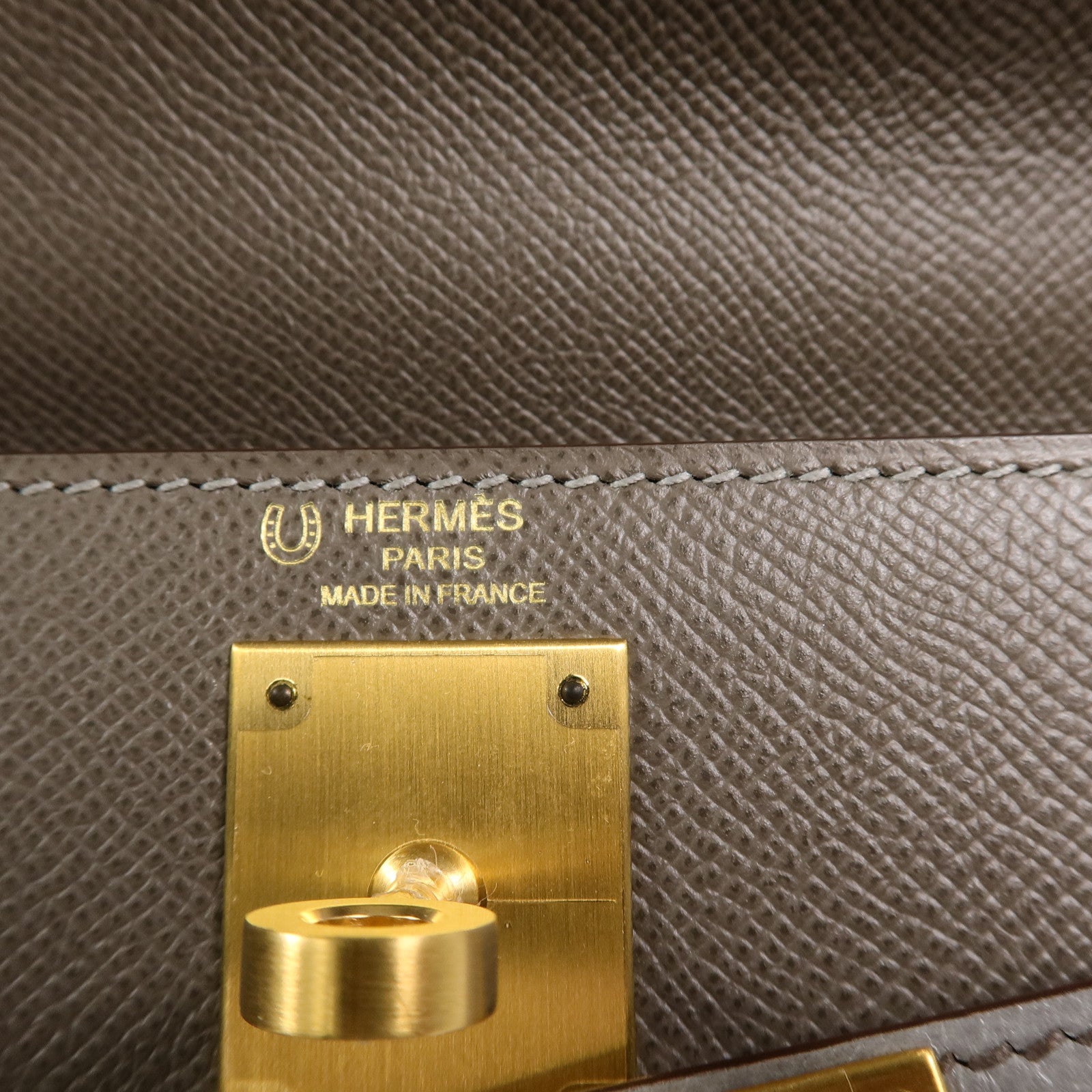 HERMES Epsom皮革Kelly 28 SPO手挽肩背兩用袋Etoupe/Gris Mouette