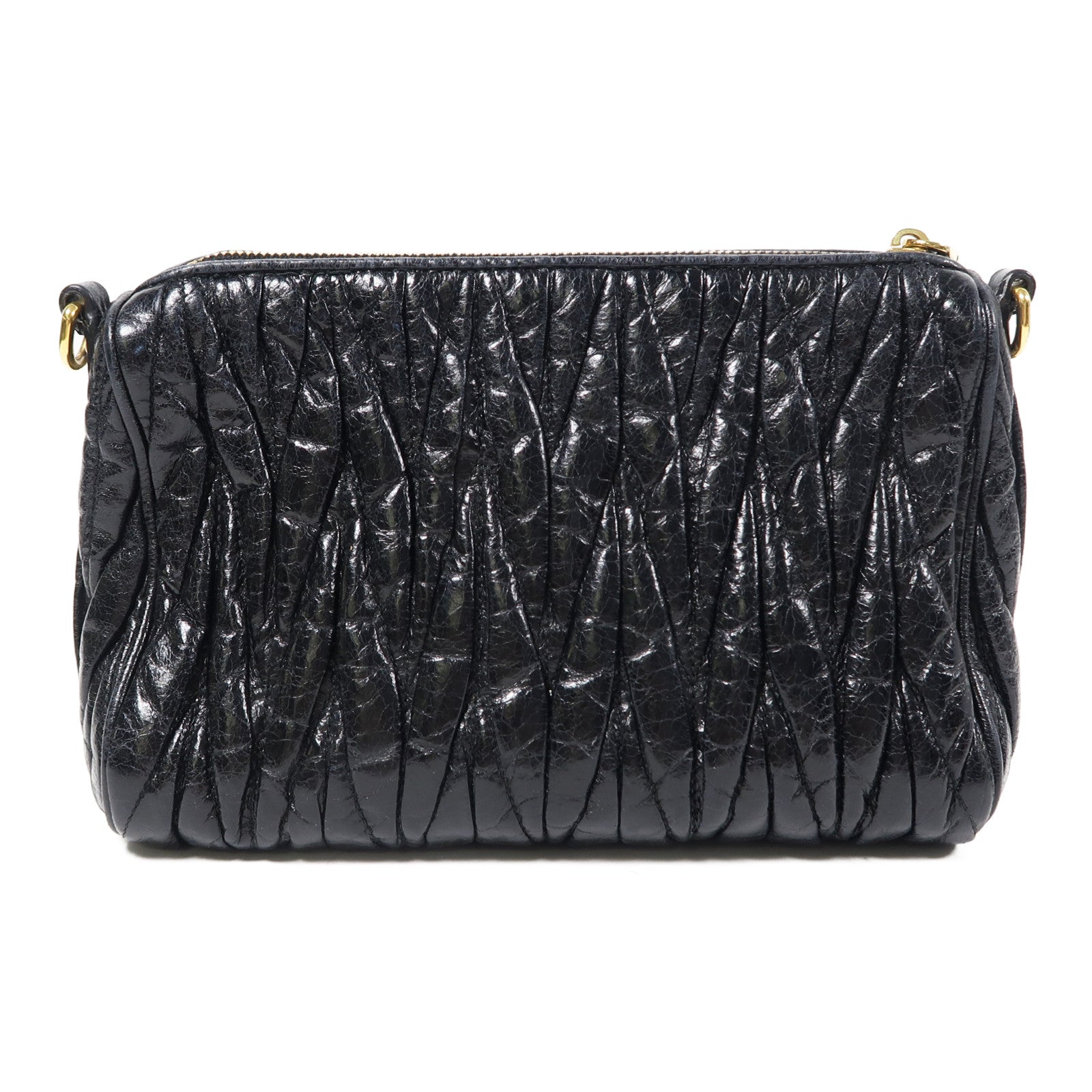 Miu Miu 羊皮皮革Hand Bag金扣手挽袋黑色