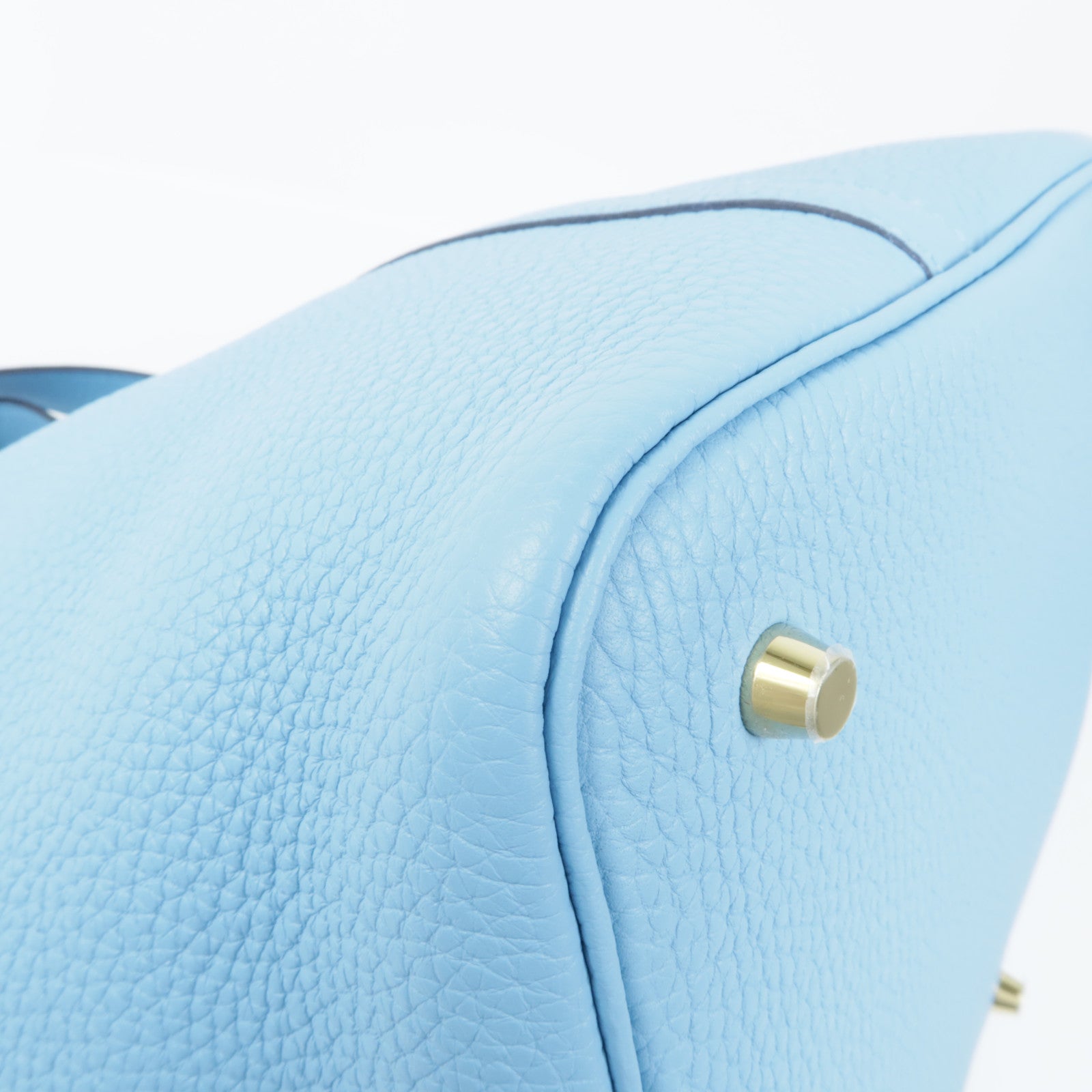 HERMES Clemence皮革Picotin MM金扣手挽袋Bleu Du Nord