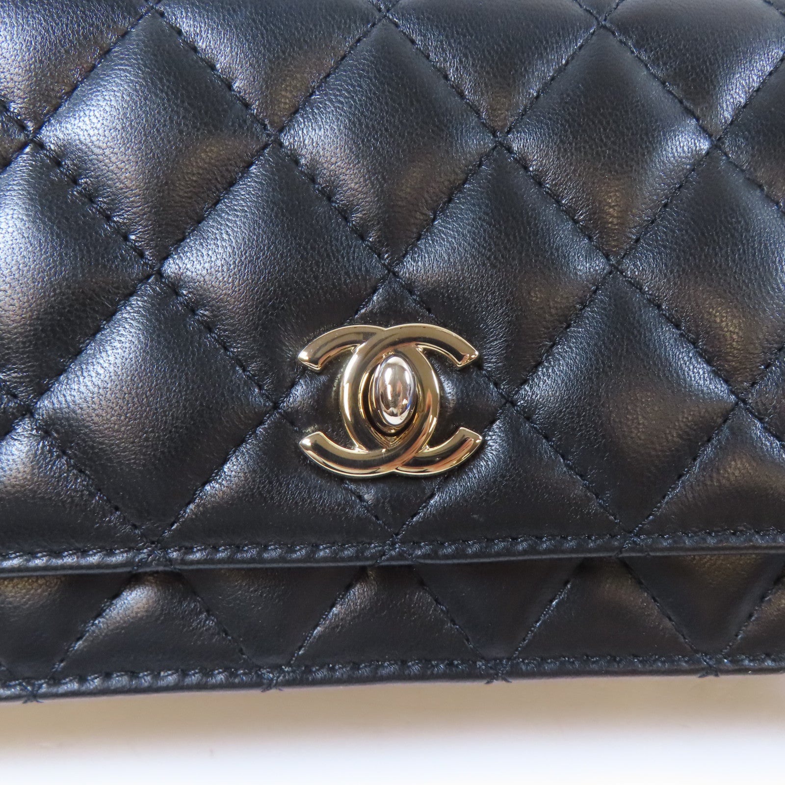 CHANEL 菱格羊皮皮革2 Way Shoulder Bag金扣手挽肩背兩用袋黑色