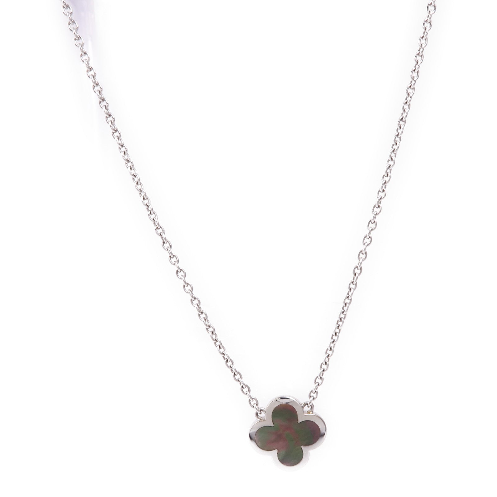 Van Cleef & Arpels 18K白金Pure Alhambra珍珠母貝項鍊