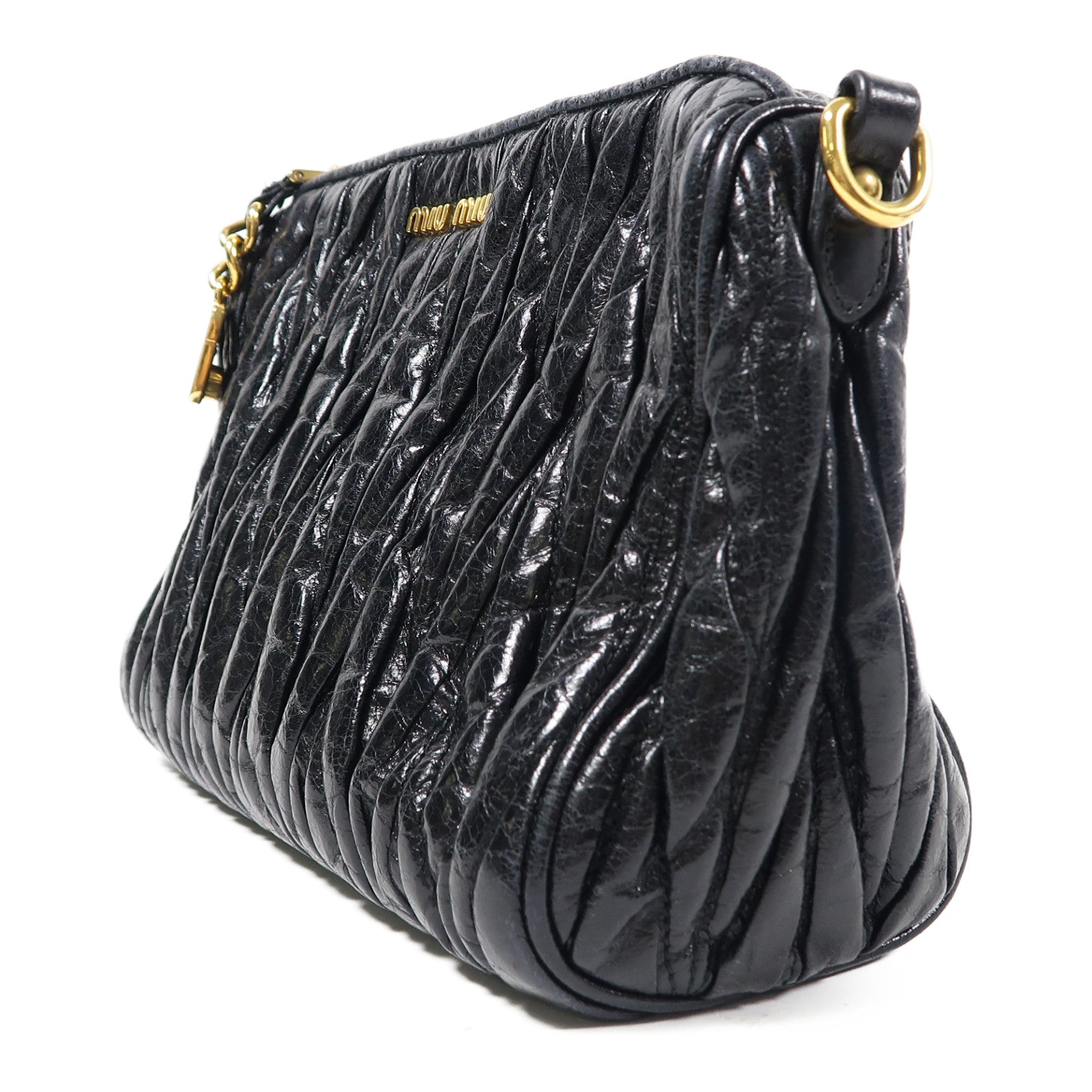 Miu Miu 羊皮皮革Hand Bag金扣手挽袋黑色