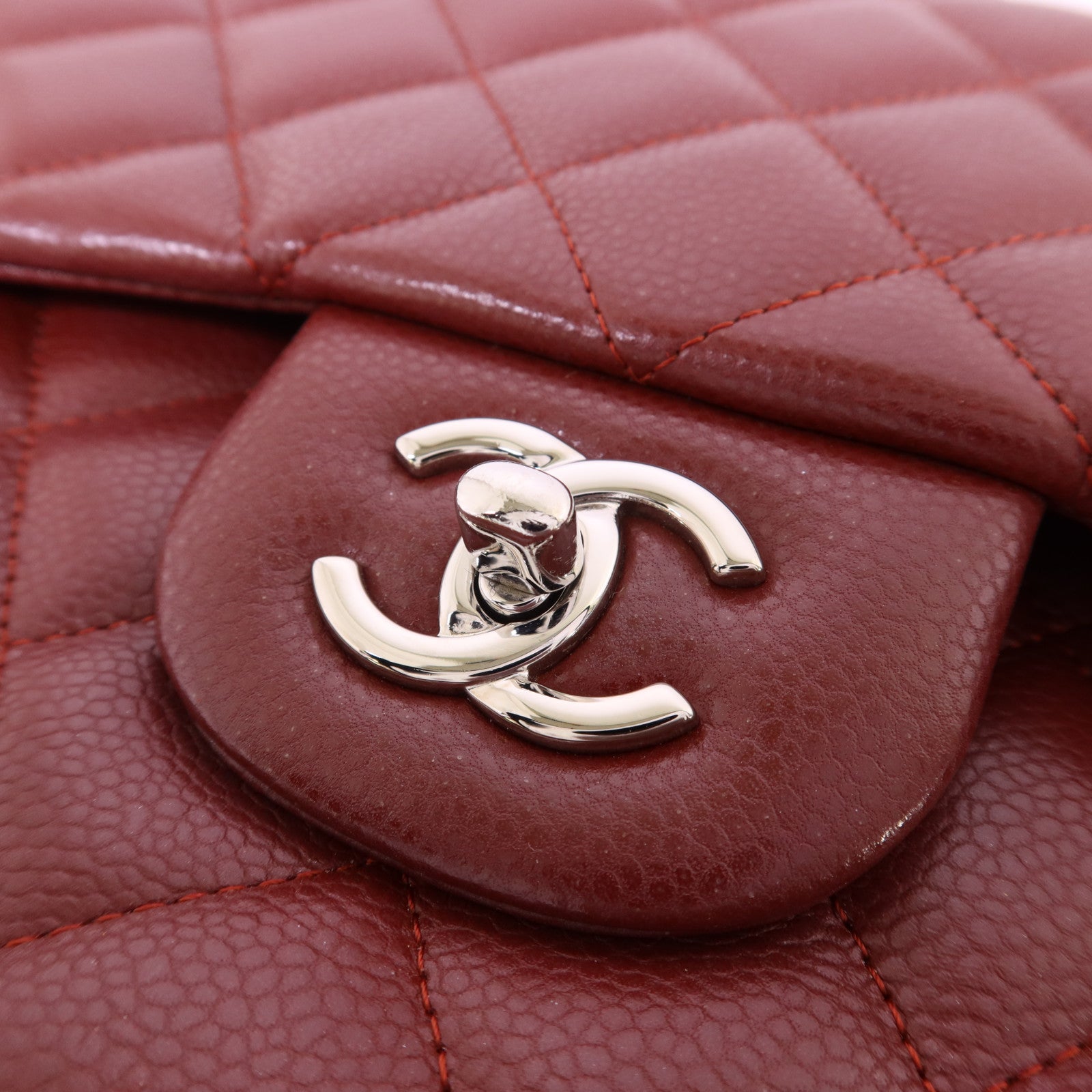 CHANEL 牛皮皮革Large Classic銀扣鏈帶肩背袋